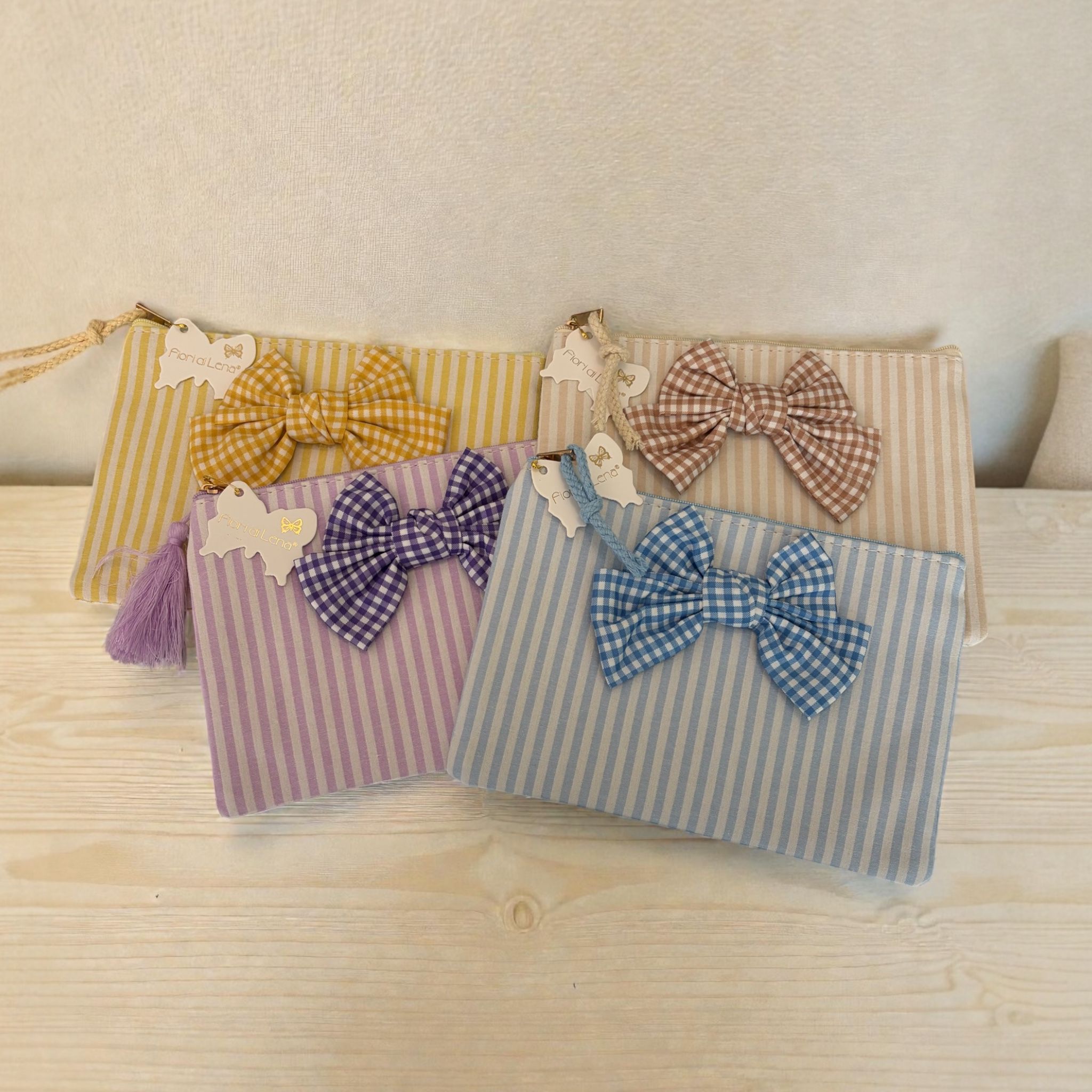 Pochette in Cotone con Fiocco 20x15 cm - Fiori di Lena