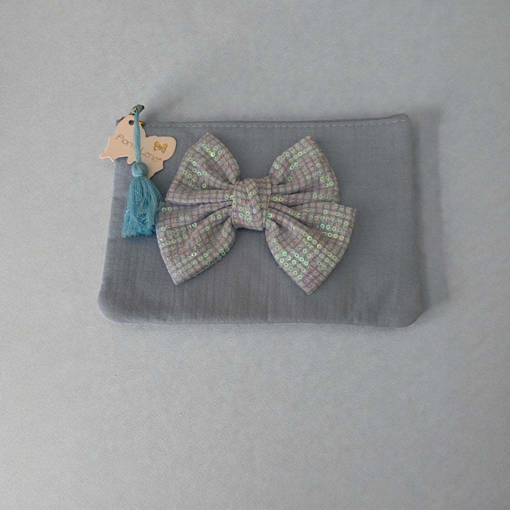 Pochette in Mussola con Fiocco in Paillettes 20x15 h cm - Fiori di Lena