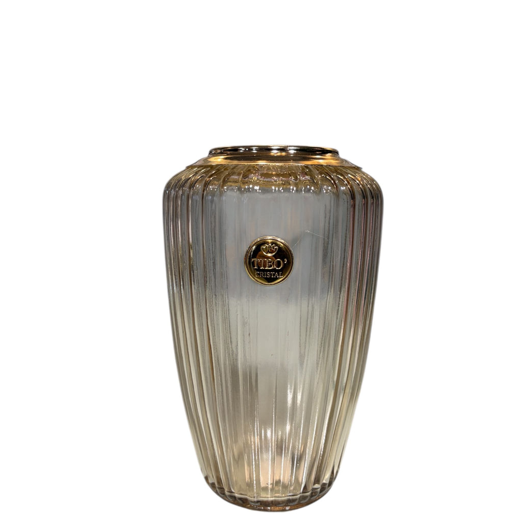 Vaso in Vetro Trasparente con Dettaglio Oro 20 h cm - Tibò