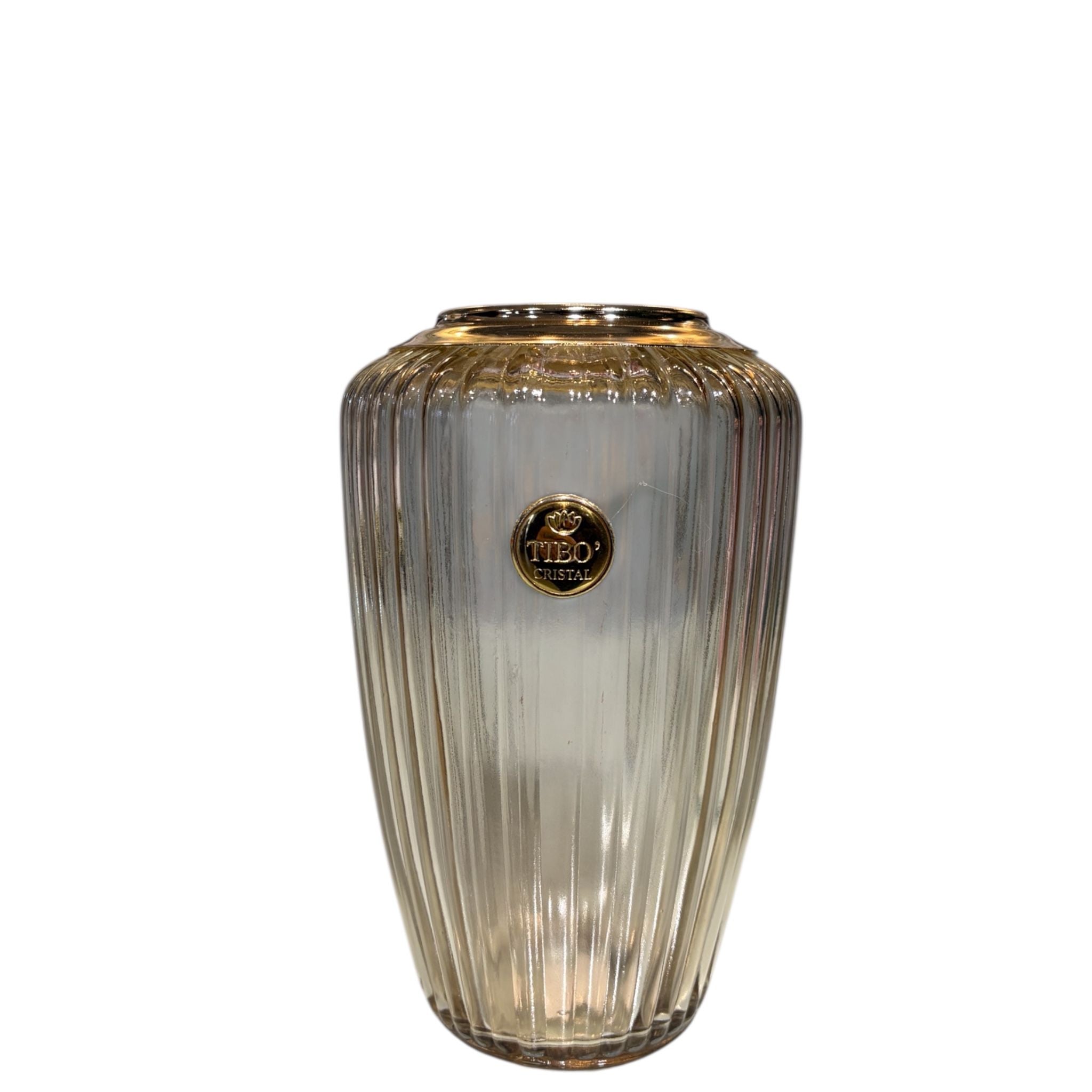 Vaso in Vetro Trasparente con Dettaglio Oro 20 h cm - Tibò