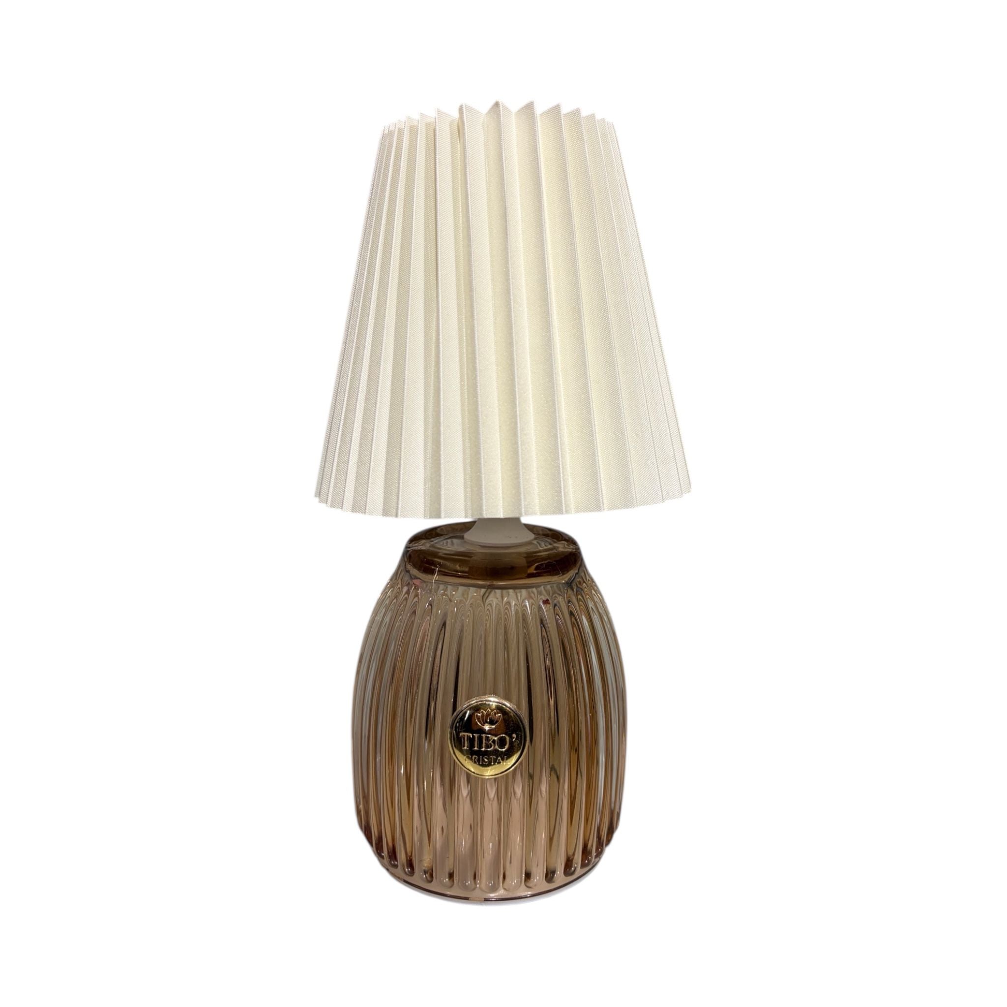 Lampada Elegante con Paralume Plissé e Base in Vetro 20 h cm - Tibò