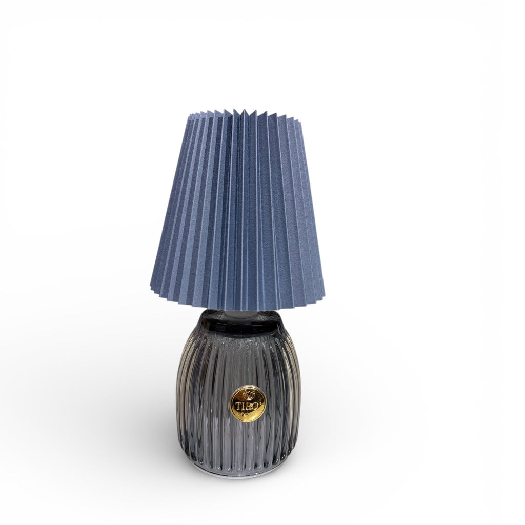 Lampada Elegante con Paralume Plissé e Base in Vetro 20 h cm - Tibò