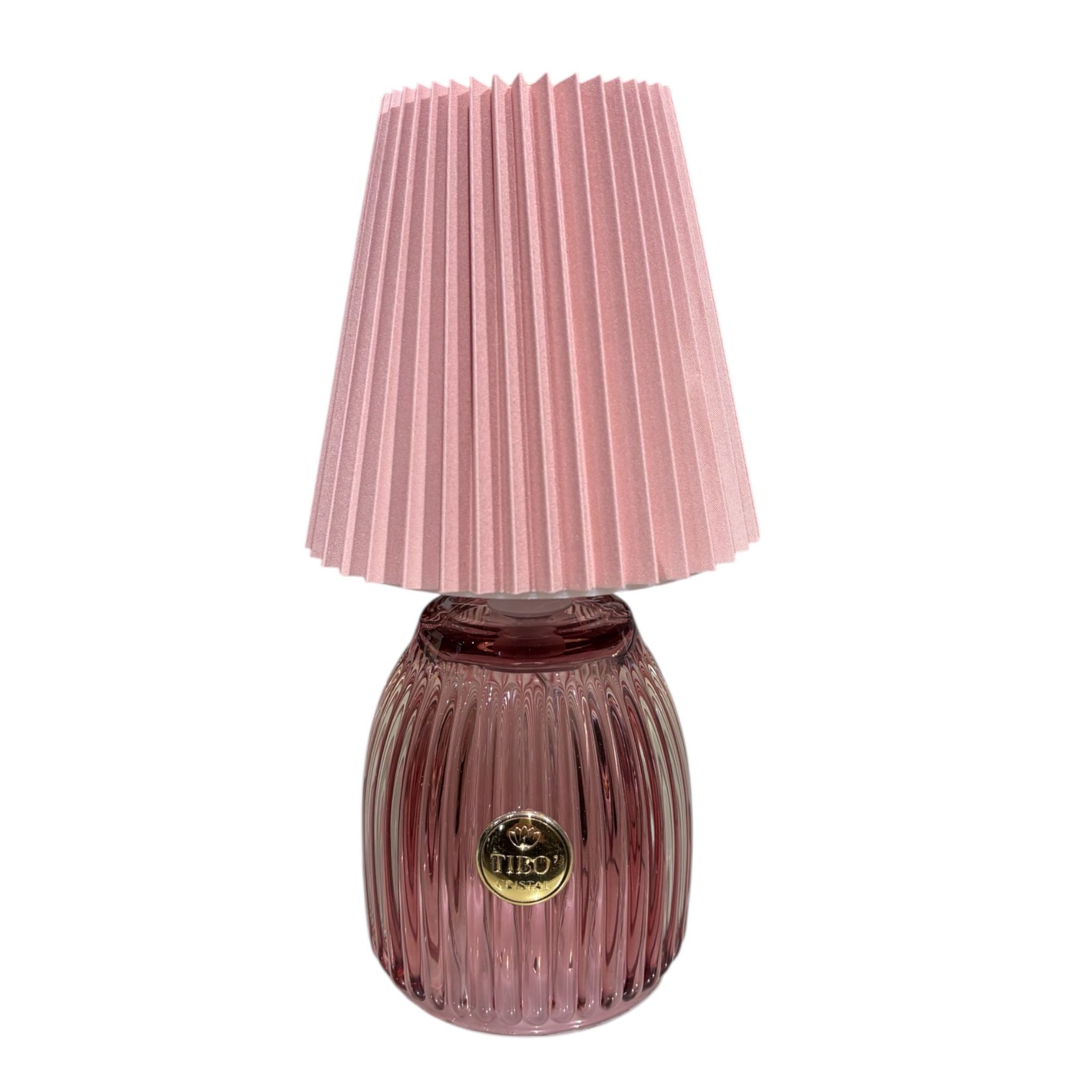Lampada Elegante con Paralume Plissé e Base in Vetro 20 h cm - Tibò