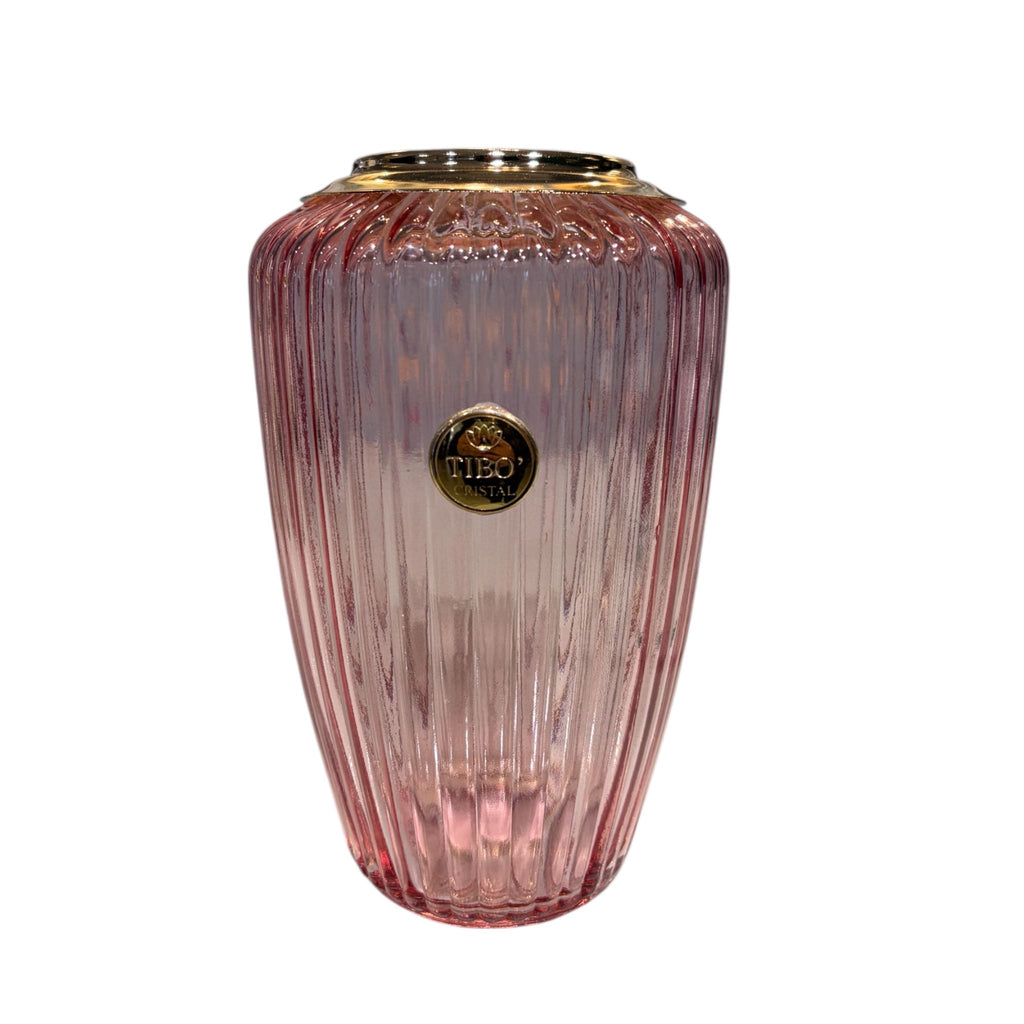 Vaso in Vetro Trasparente con Dettaglio Oro 20 h cm - Tibò