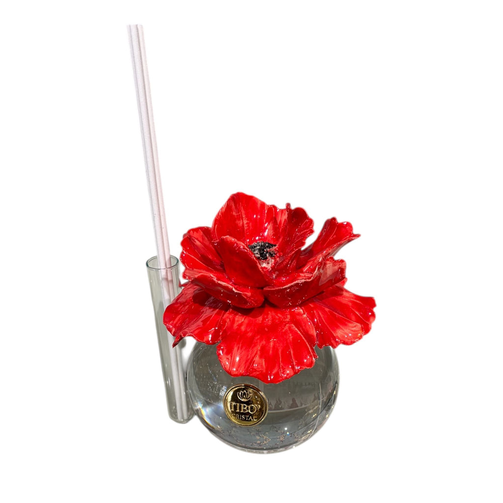 Profumatore in Vetro con Fiore di Capodimonte 13 cm - Tibò