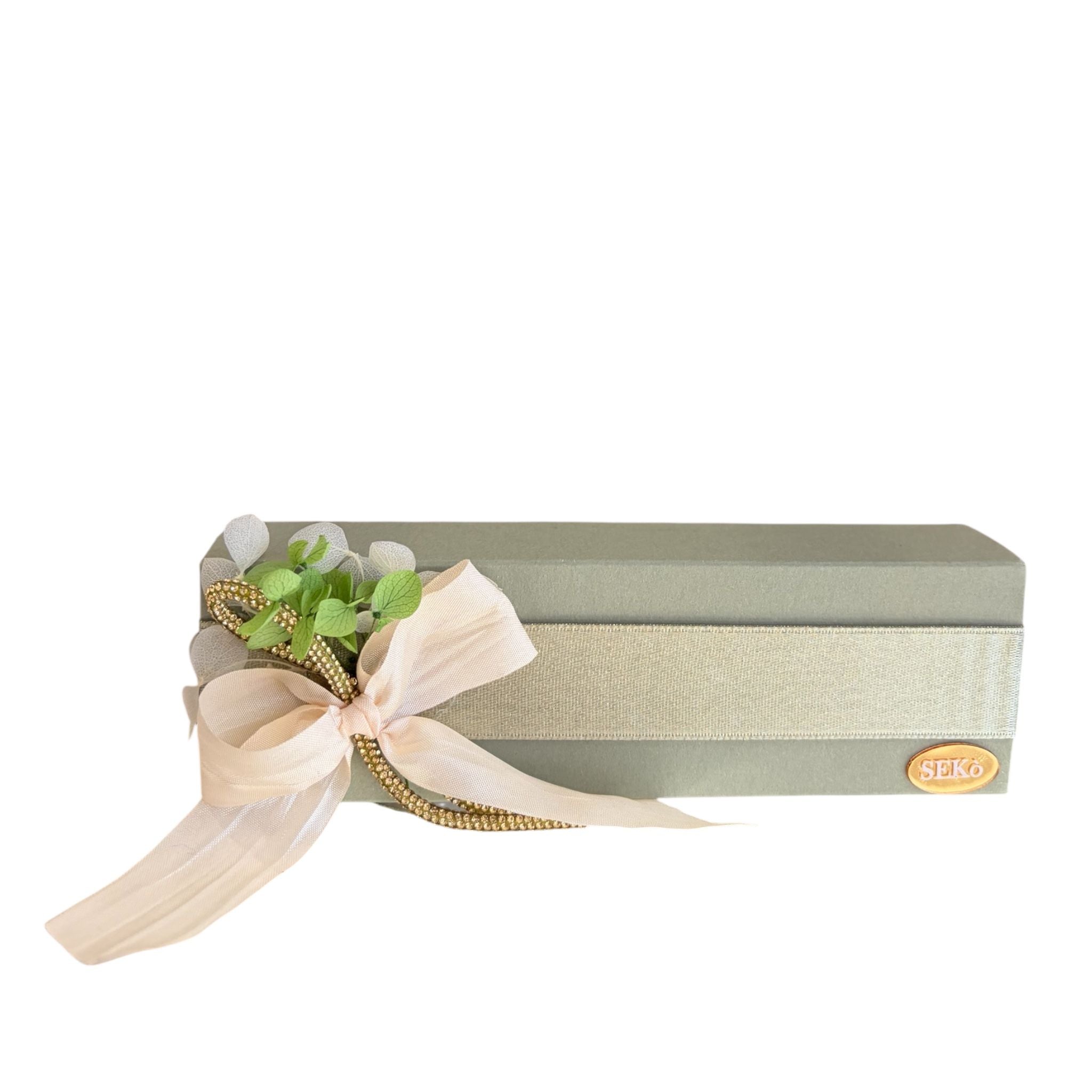 Scatola Degustazione Verde con Fiocco e Fiori - Sekò