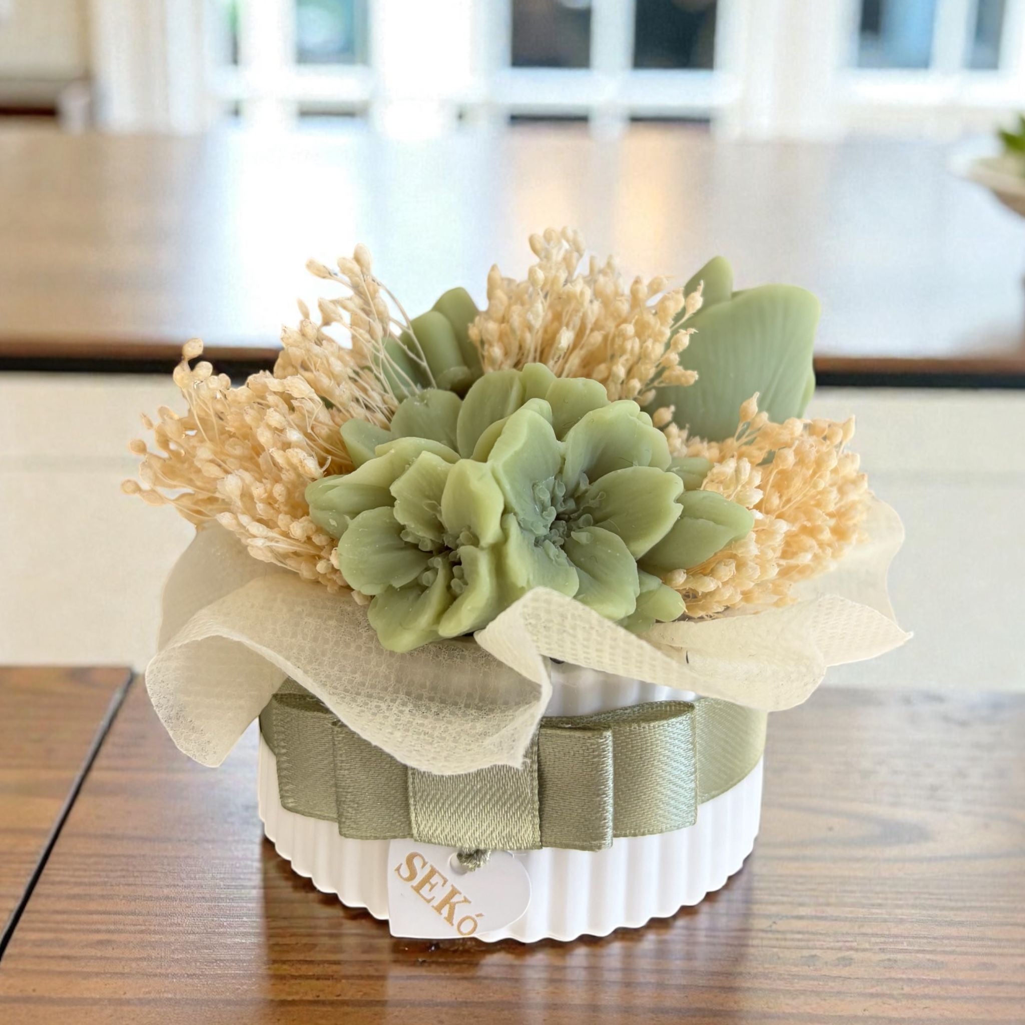 Candela Bouquet in Cera con Vasetto Ceramica 7x8 cm - Sekò