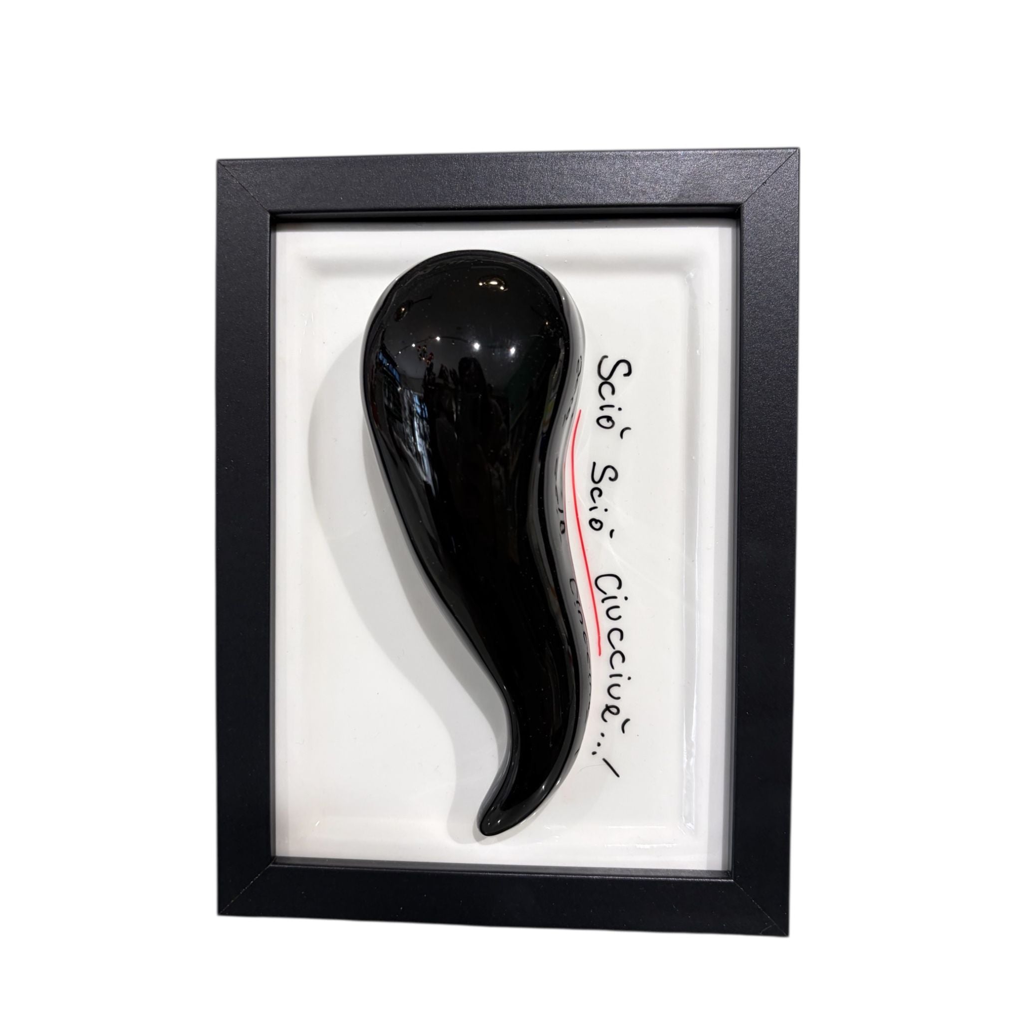Quadretto con Cornice Bianca e Corno Nero 20 x 15,5 x 2,5 cm - Siniscalchi