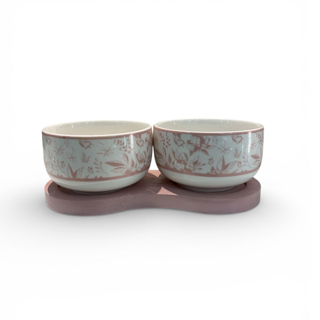 Set di Ciotole in Porcellana con Vassoietto 21x10x7 cm - Madrhelen