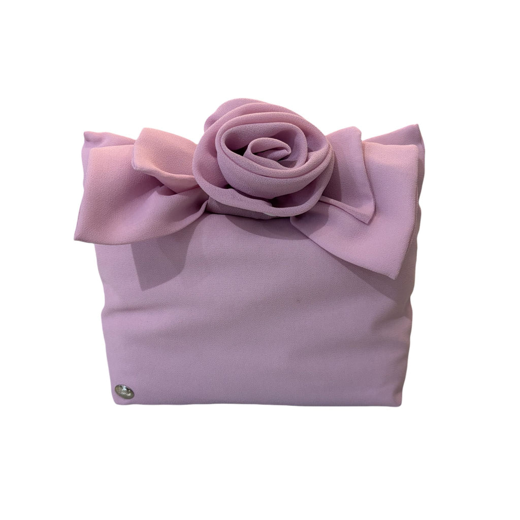 Pochette in Organza con Fiocco e Spilla Rosa 17 h cm - L'Infinito