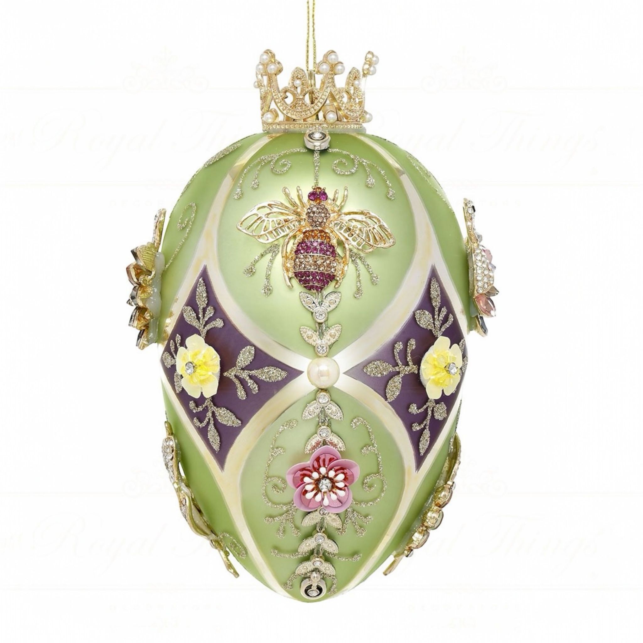 Faberge Jewel Swan Egg Green e Purple 18 cm - Mark Roberts