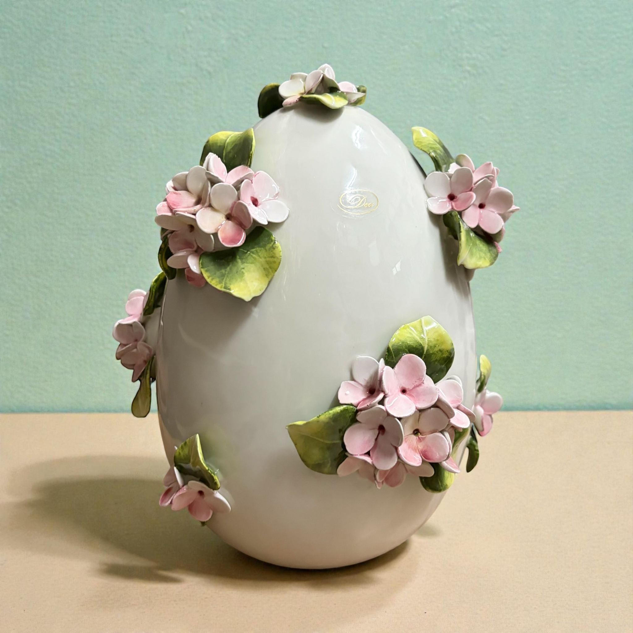 Uovo in Porcellana con Decori Floreali 3D 25 h cm - Dea Capodimonte
