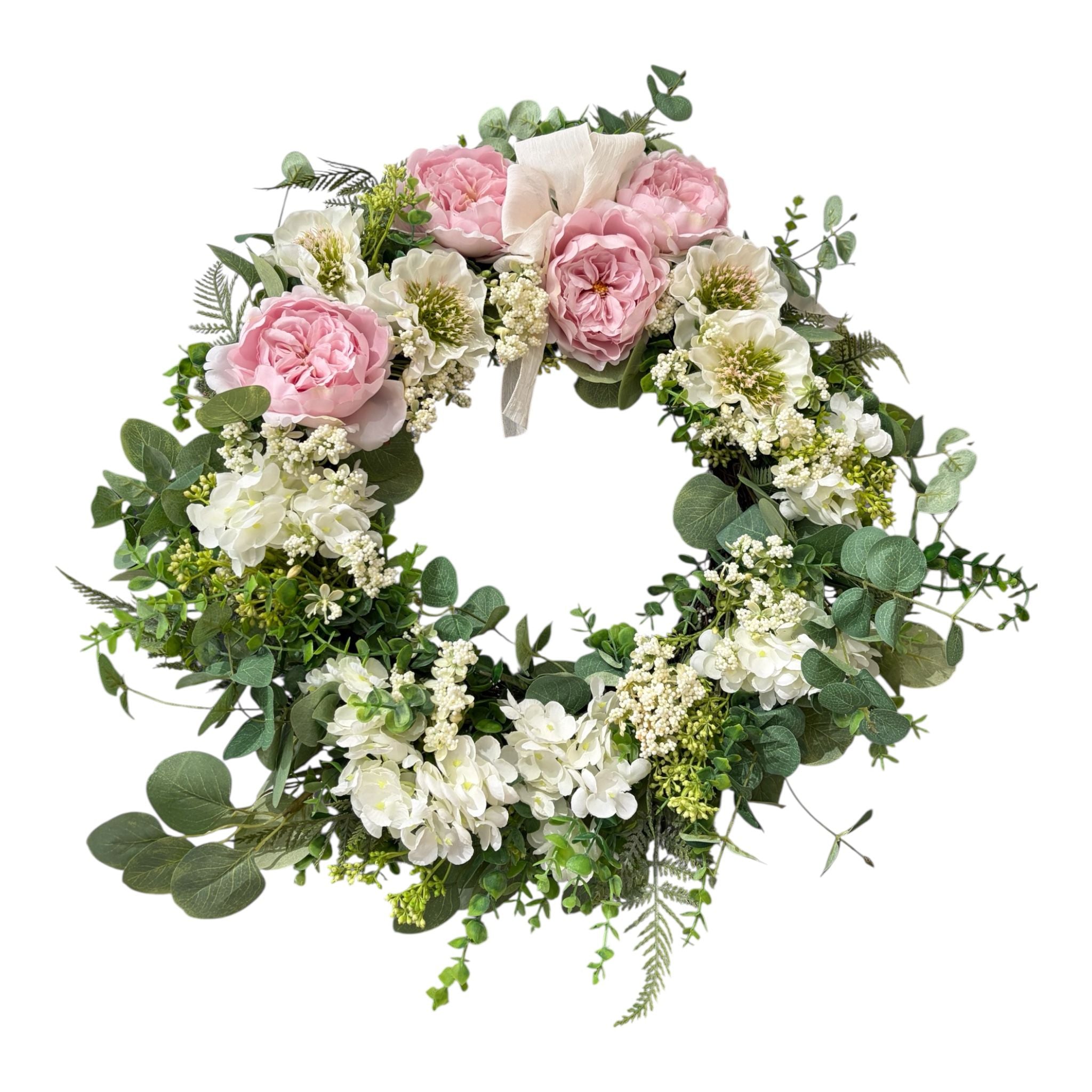 Corona di Fiori Artigianale con Peonie 70 cm - Fiori di Lena