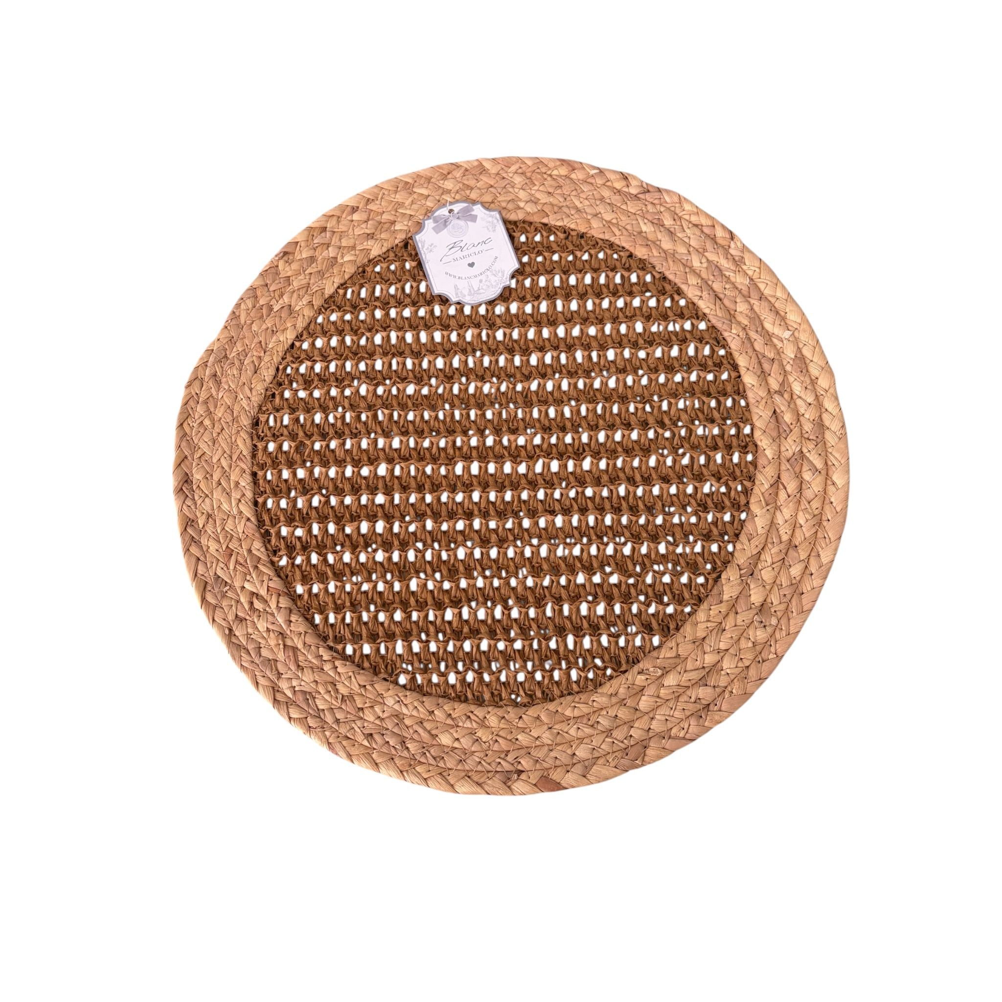 Set di 6 Tovagliette in Rafia Bicolore 38 cm - Blanc Mariclò