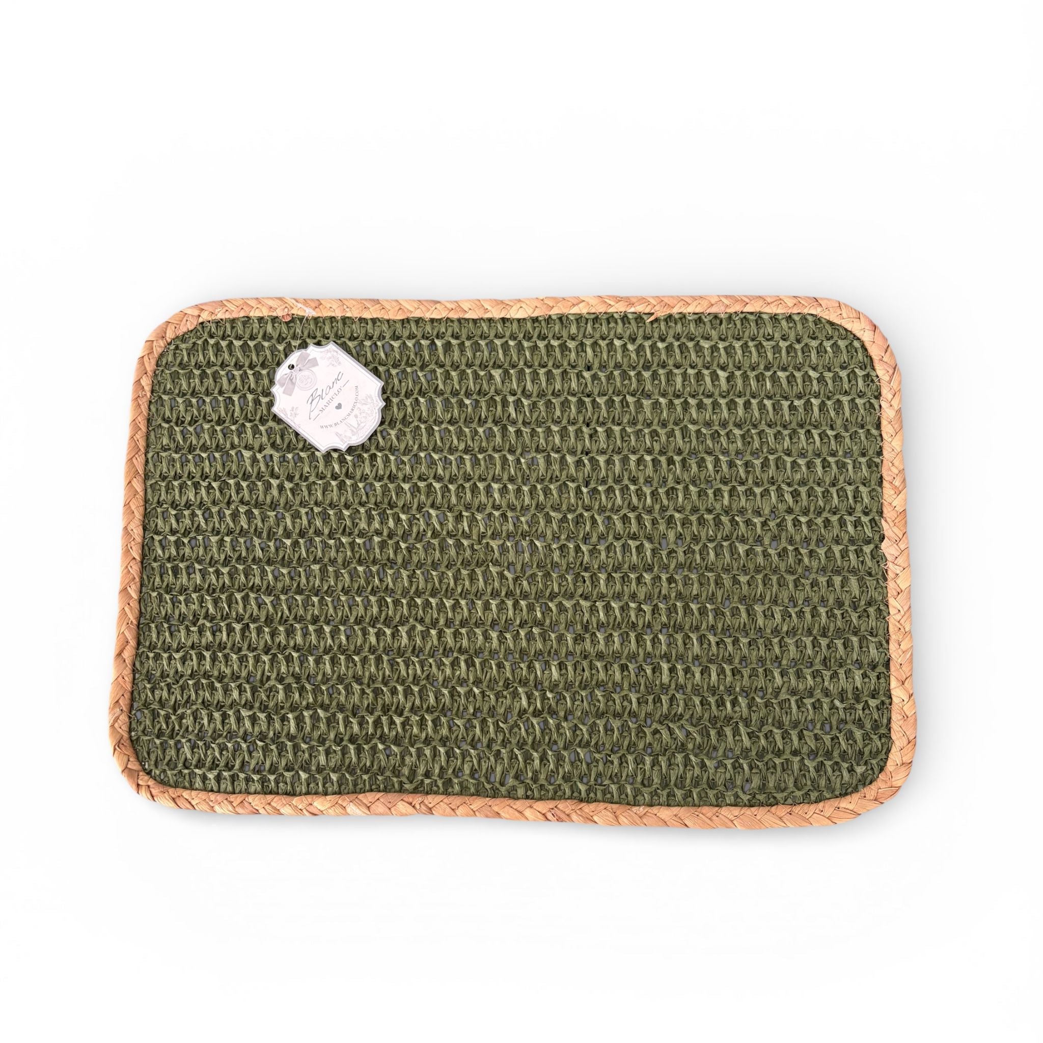 Tovaglietta Rettangolare in Rafia Verde 30x45 cm - Blanc Mariclò