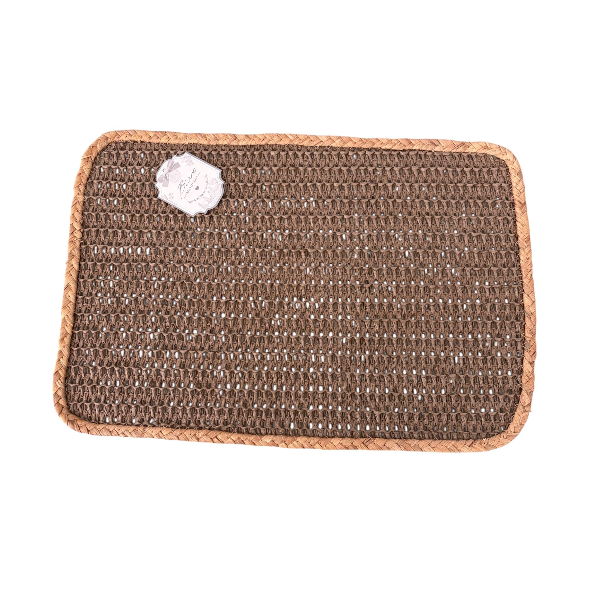 Tovaglietta Rettangolare in Rafia Marrone 30x45 cm - Blanc Mariclò