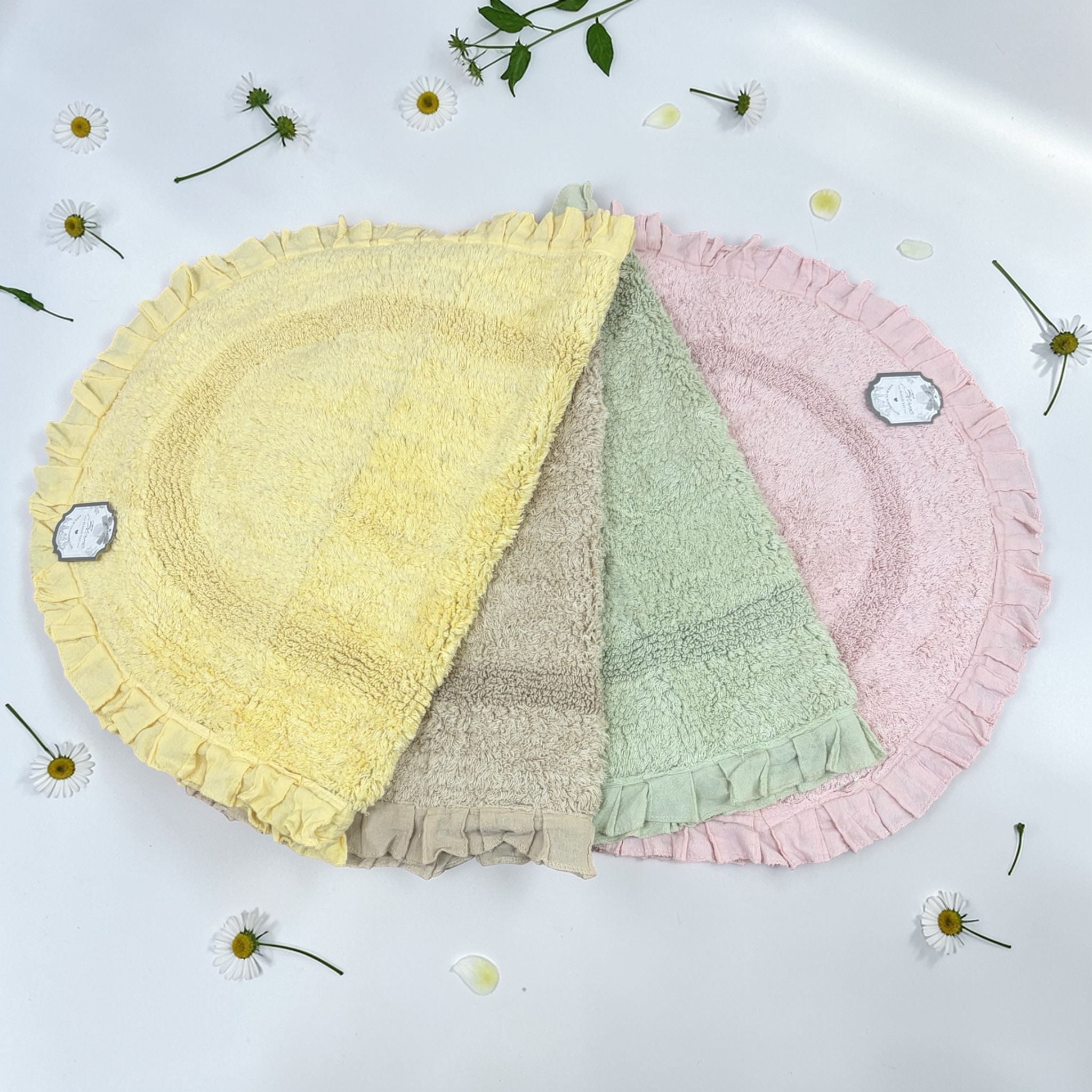 Tappeto Ovale Giallo in Spugna con Gala 50x80 cm - Blanc Mariclò