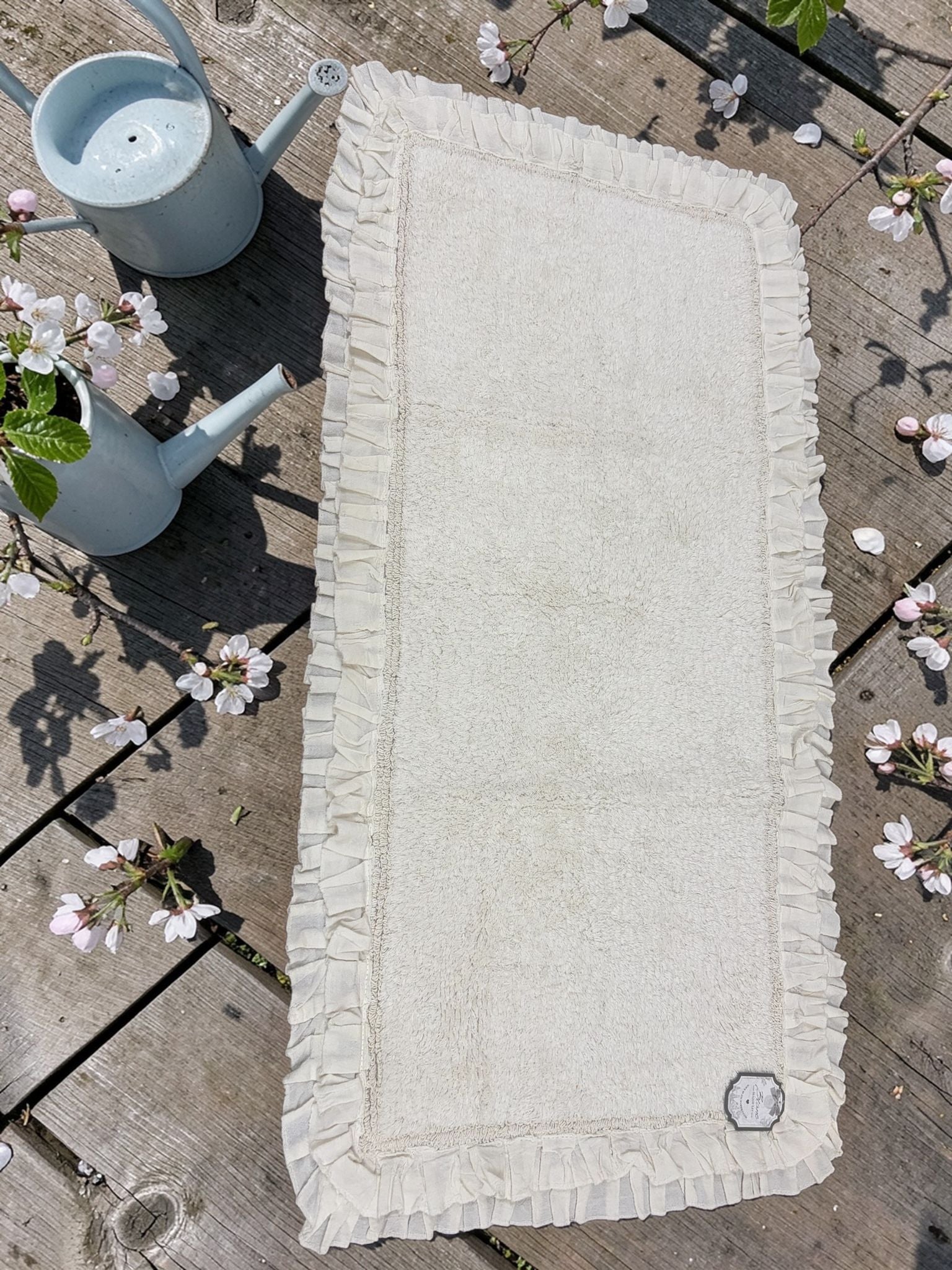 Tappeto in Spugna Panna con Doppio Gala 50x110 cm - Blanc Mariclò