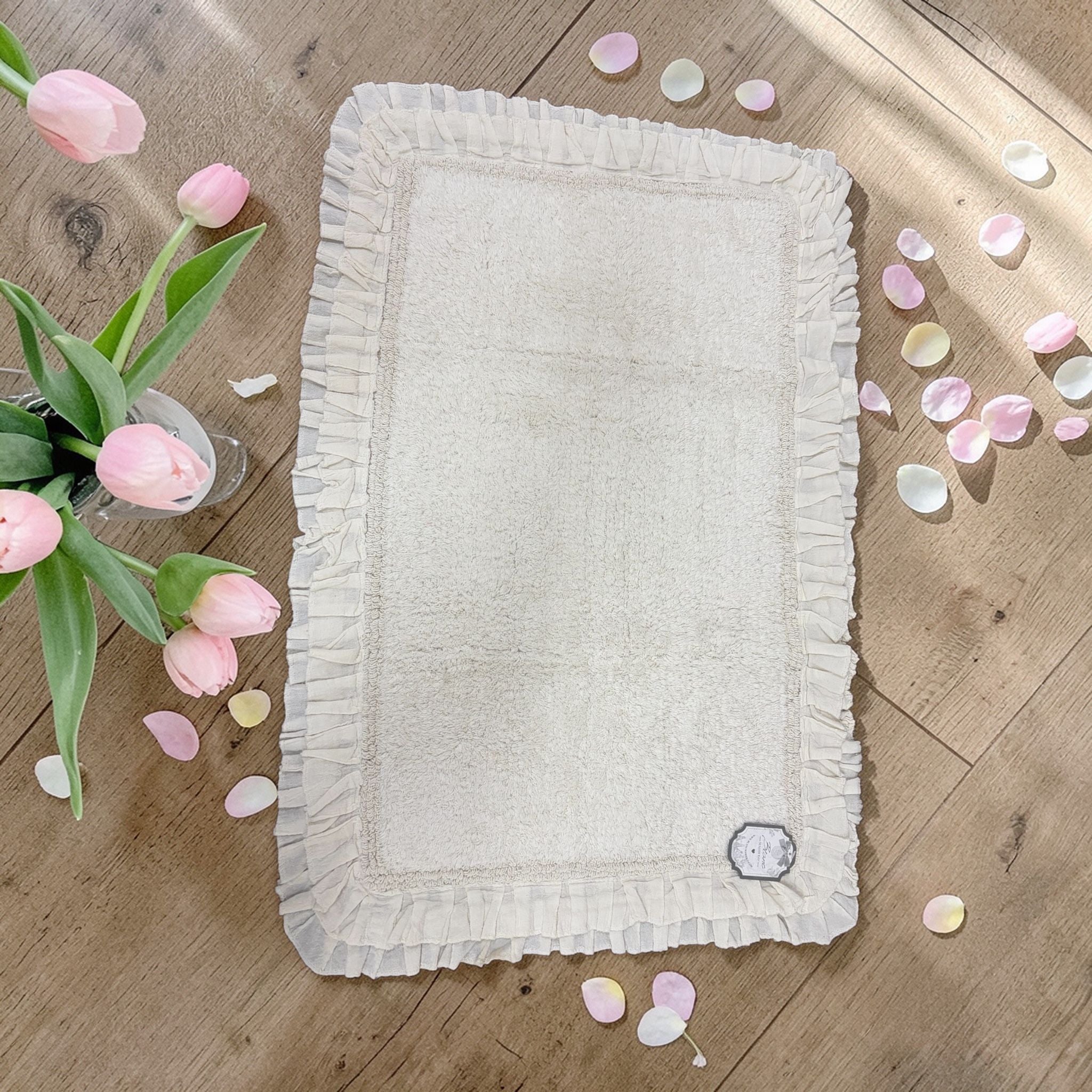 Tappeto in Spugna Panna con Doppio Gala 50x80 cm - Blanc Mariclò