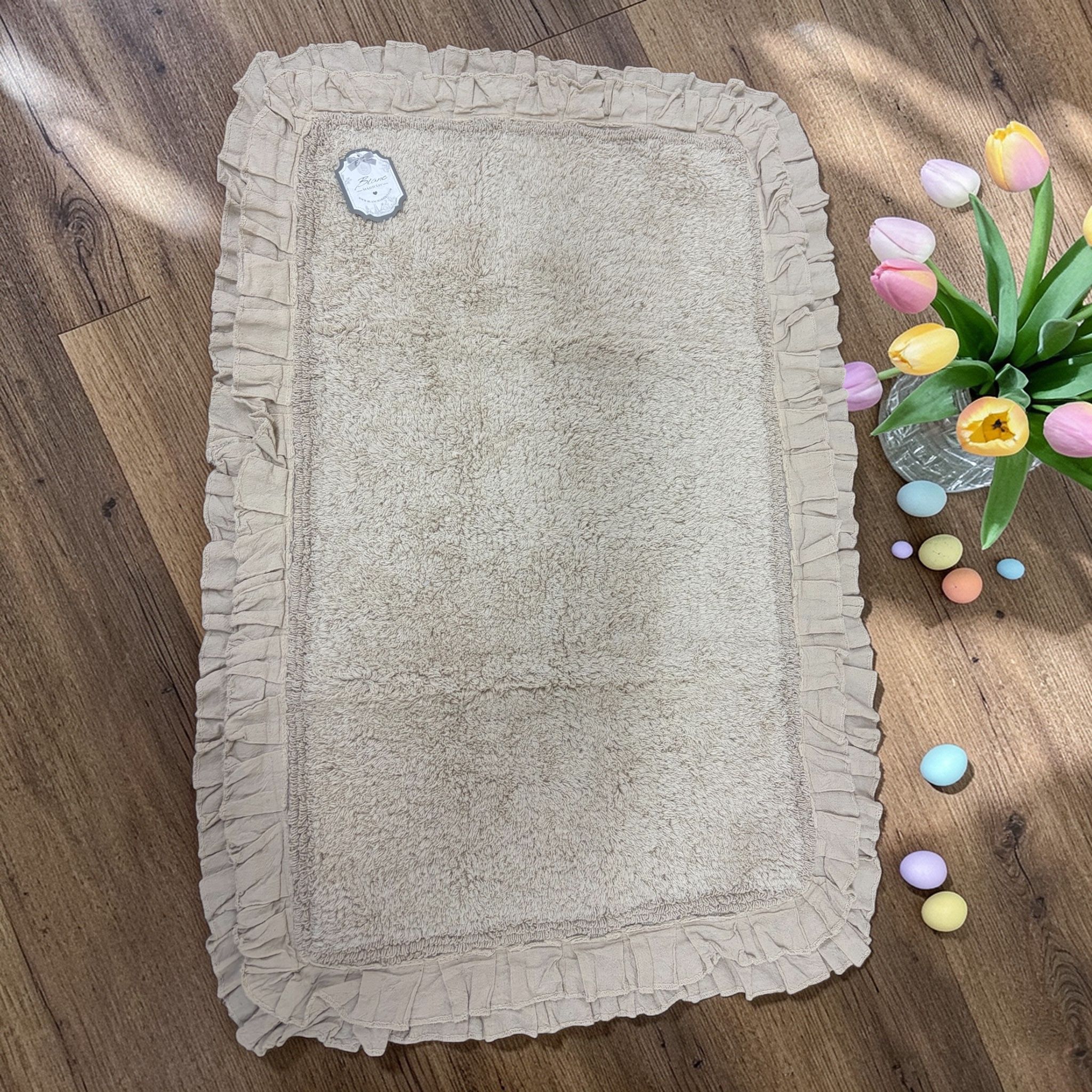 Tappeto in Spugna Tortora con Doppio Gala 50x80 cm - Blanc Mariclò