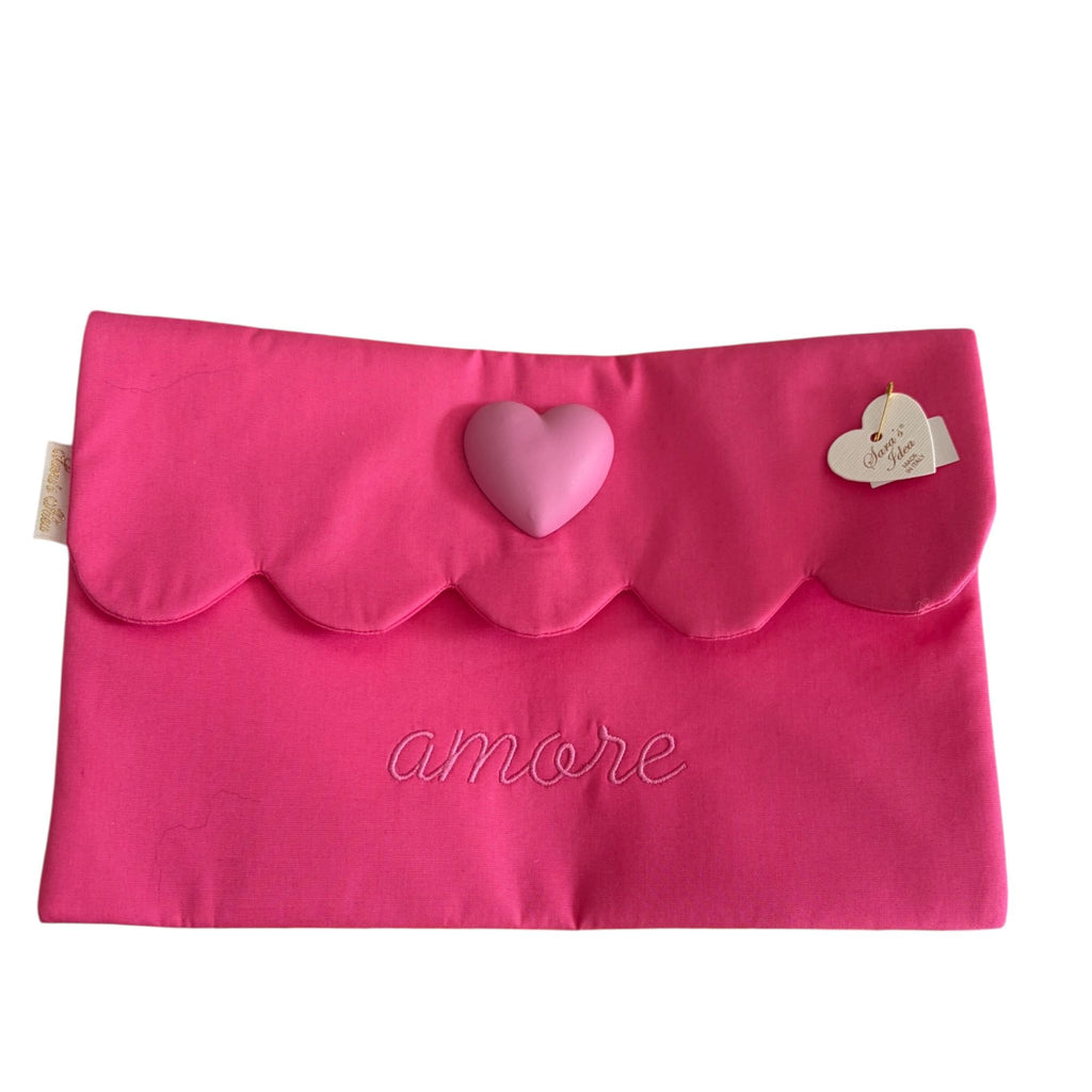 Pochette in Cotone con Ricamo Artigianale 23x20 cm - Sara's Idea