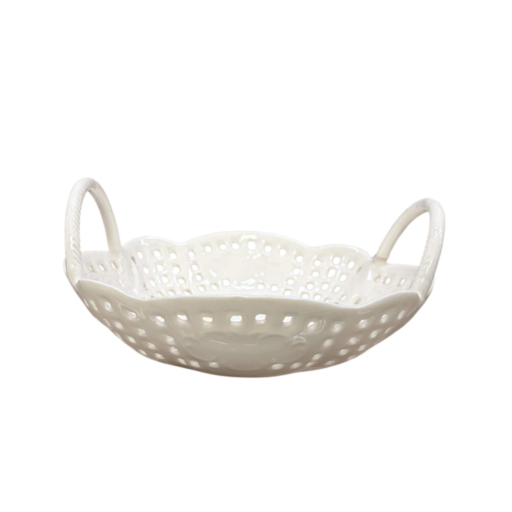 Cestino in Ceramica Bianca Elegante con Manici - L'Arte di Nacchi