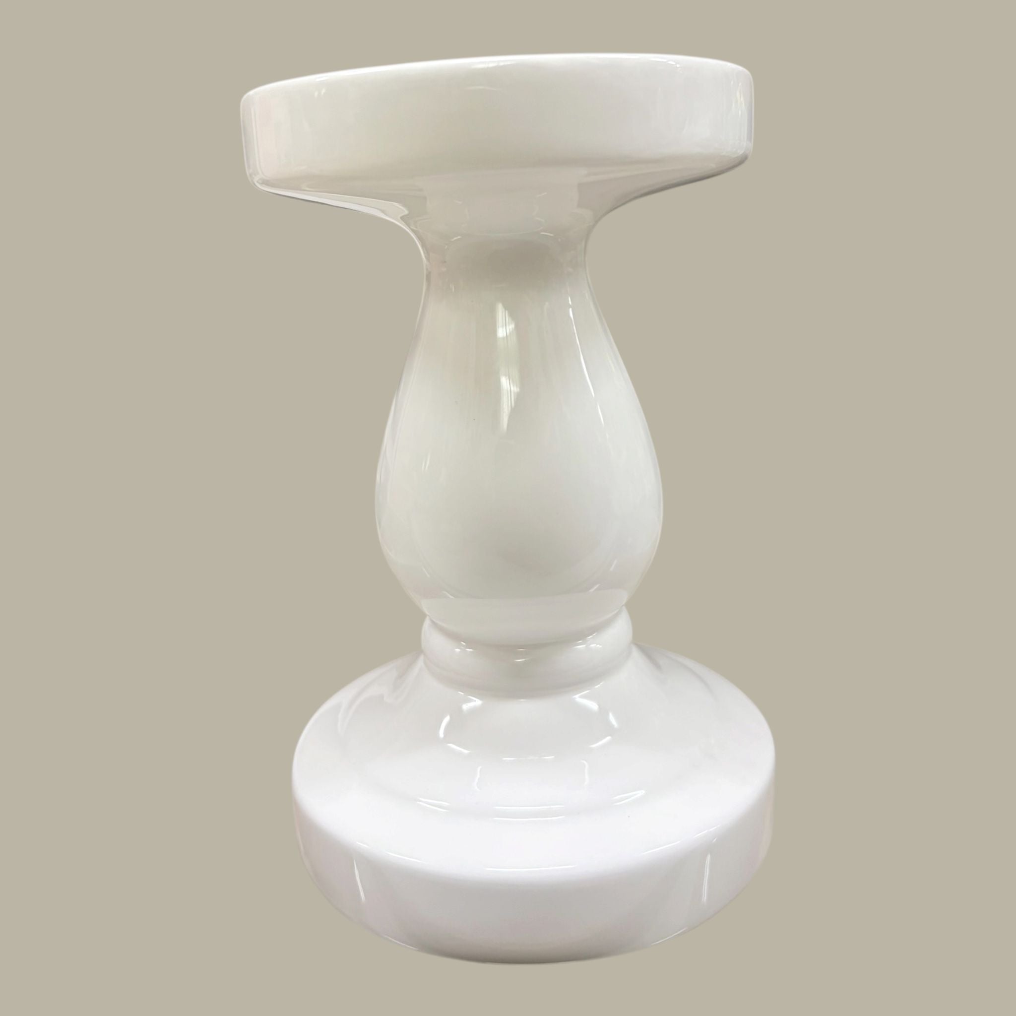Porta Candela in Ceramica Bianco 14 h cm - Bruco