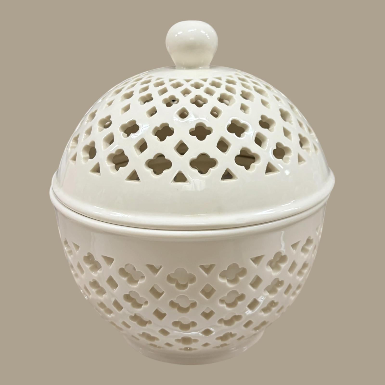 Potiche Trafroata in Ceramica Avorio 22 cm - Henriette