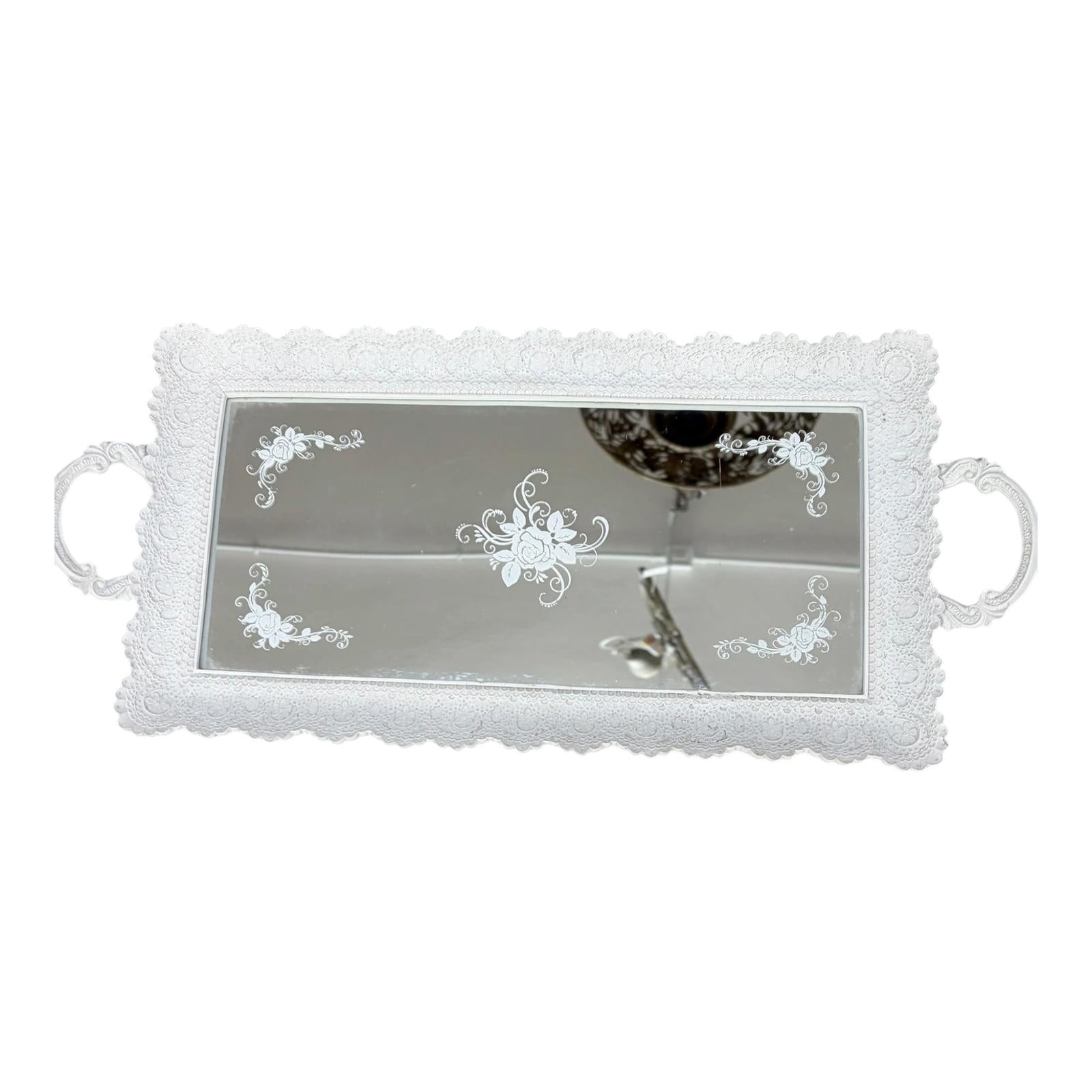 Vassoio Shabby Chic in Legno con Fondo Specchiato - In Art