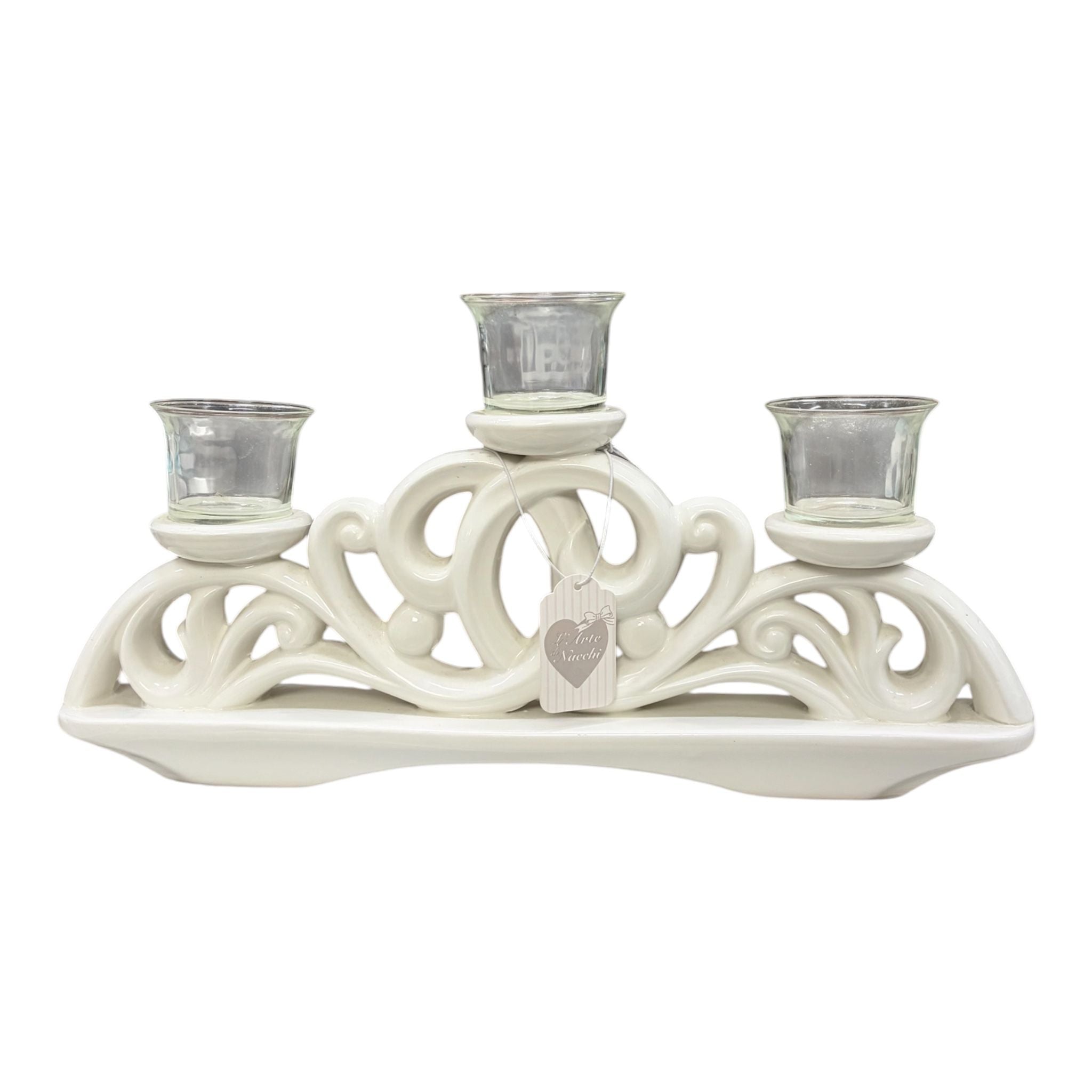 Porta Candele in Ceramica Smaltata Stile Shabby Provenzale - L'arte di Nacchi