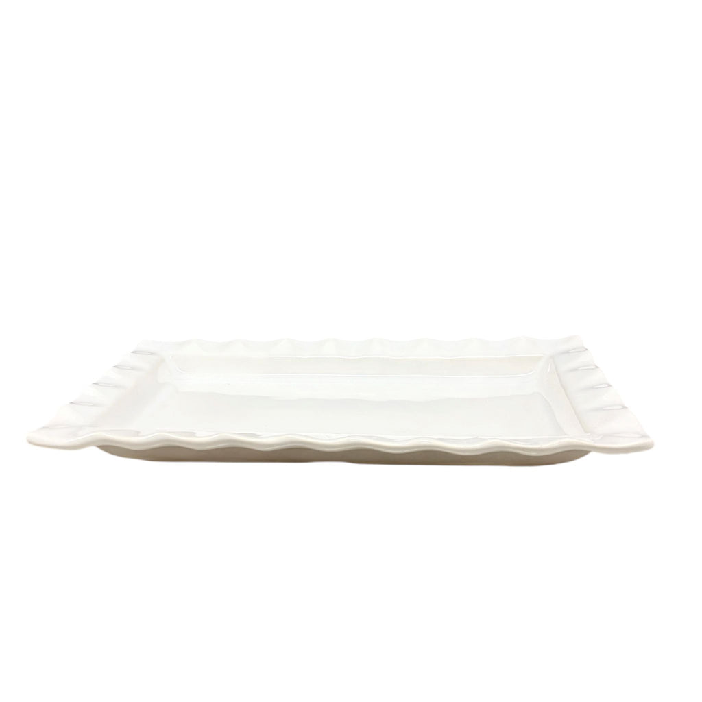 Vassoio Quadrato in Porcellana con Bordo Smerlato - In Art