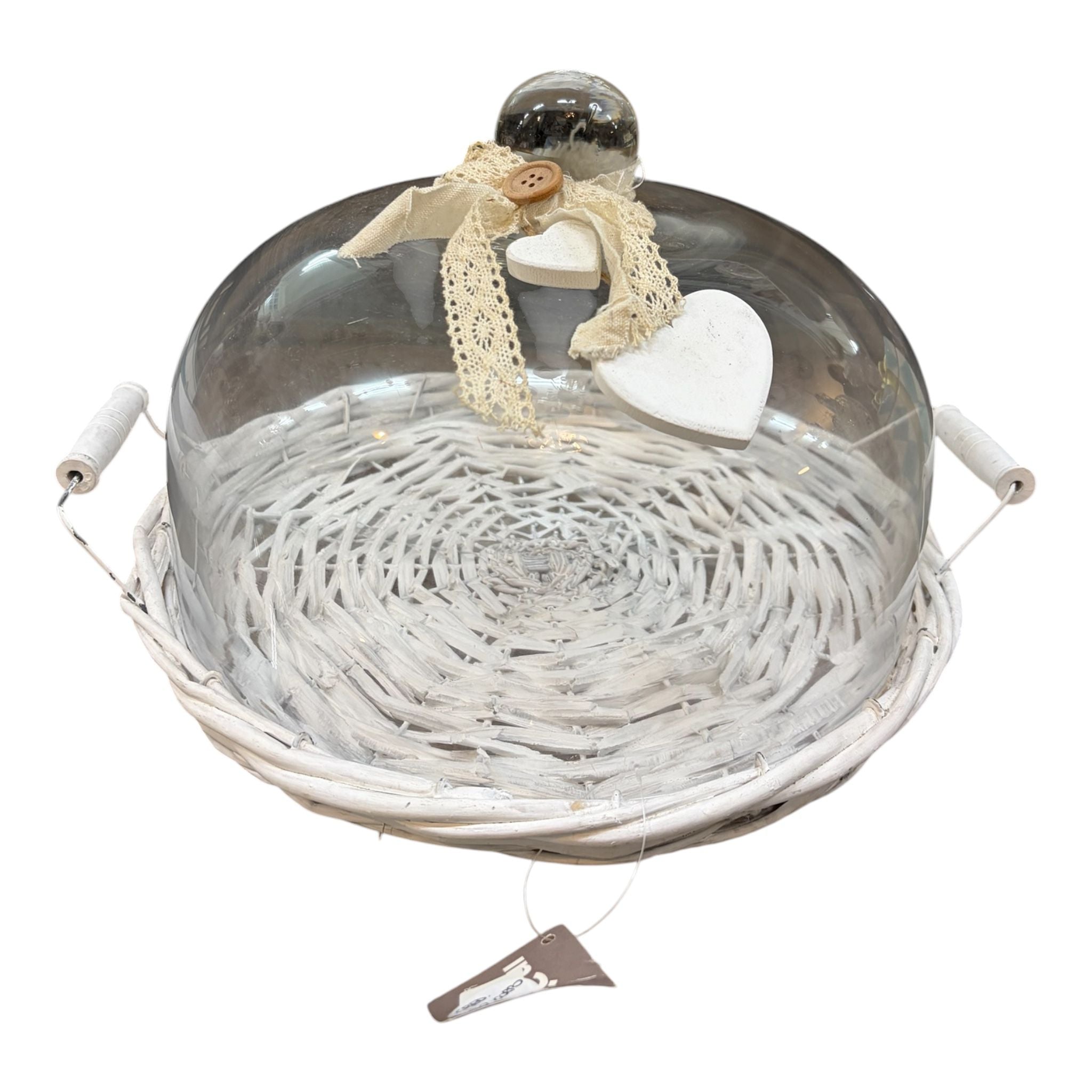 Tortiera Shabby Chic con Fondo in Vimini 30x20 - In Art