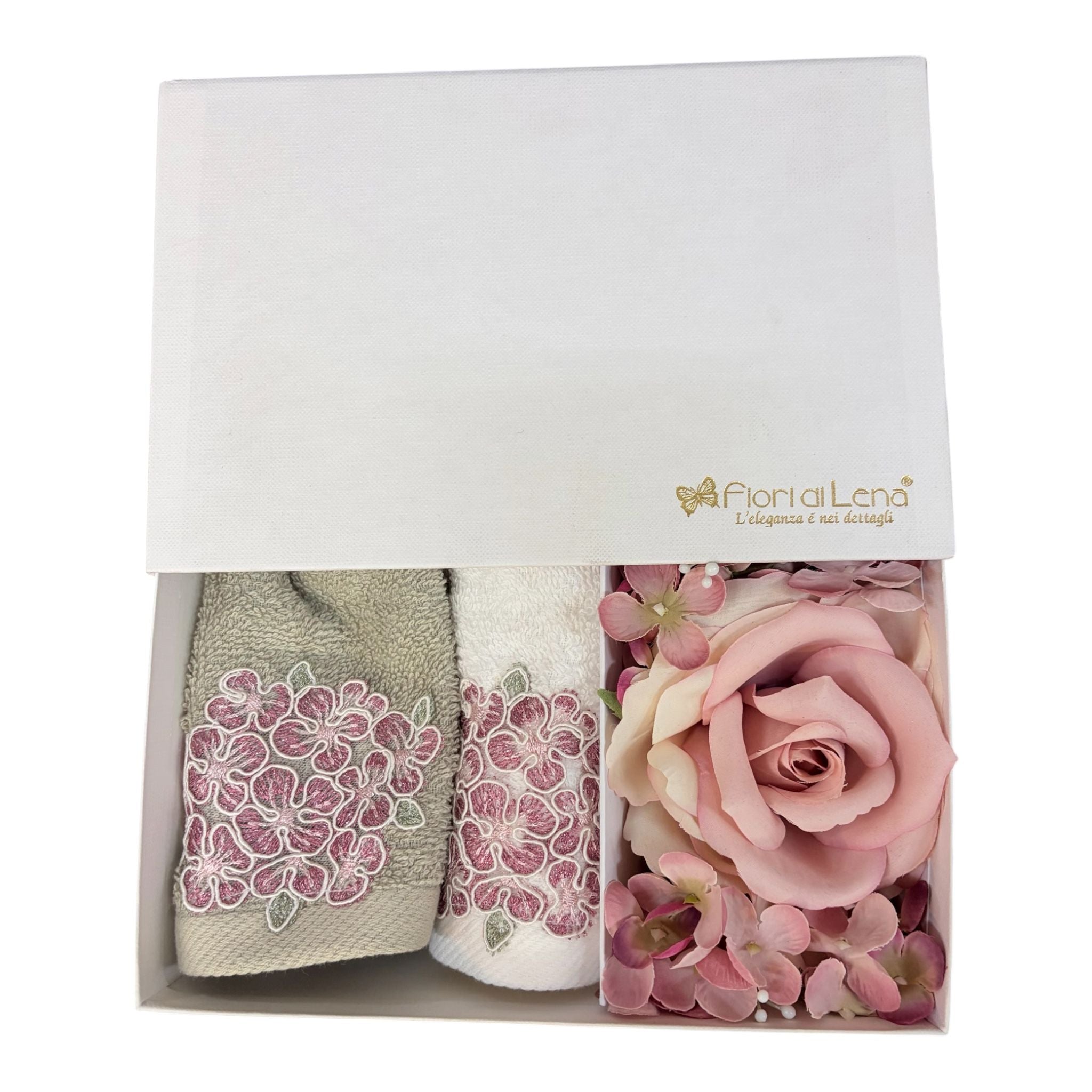 Set di Lavette Ricamate con Motivi Floreali - Fiori di Lena