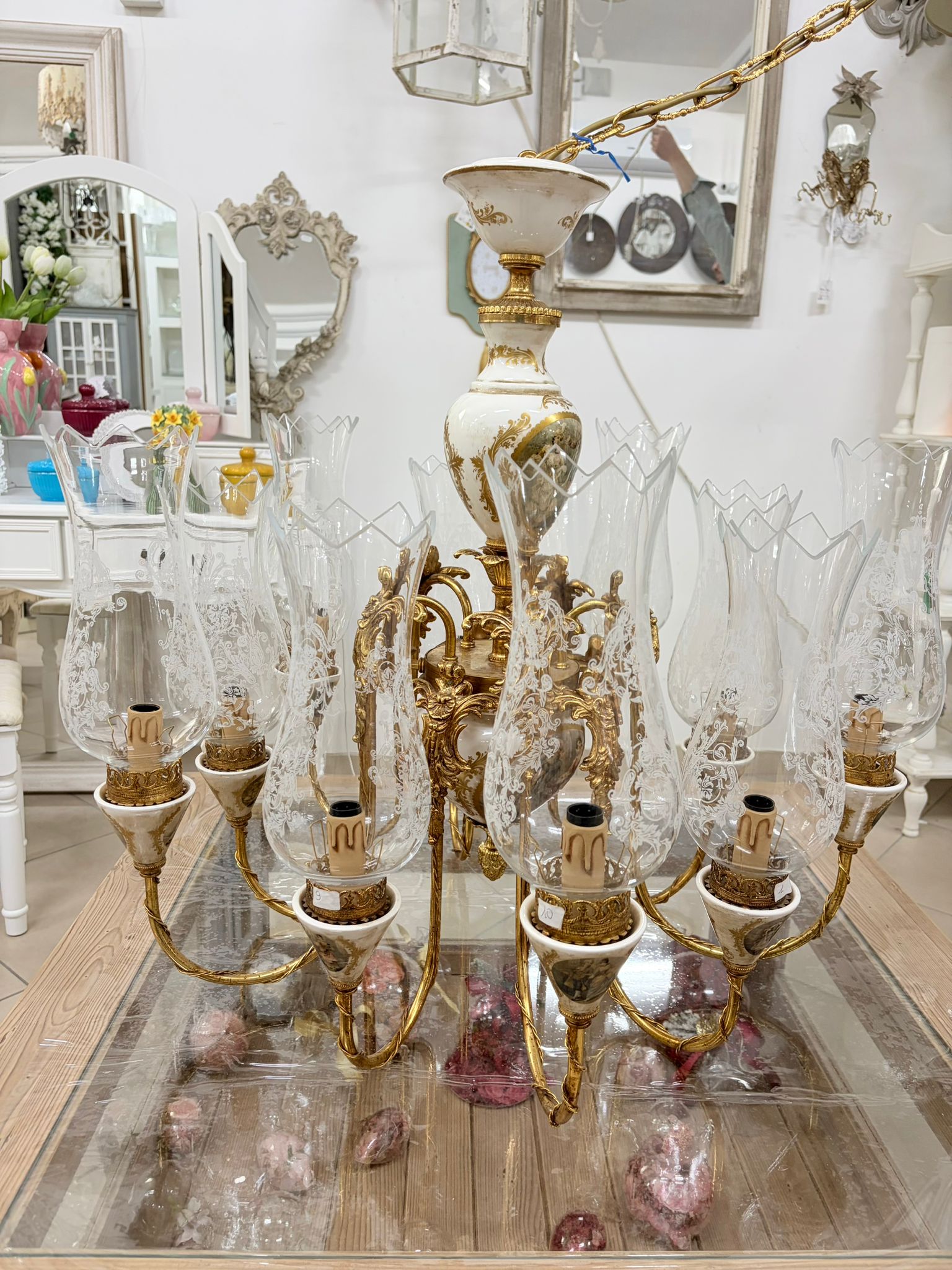 Lampadario in Ceramica Dipinta a Mano - Fiorentino Keramos