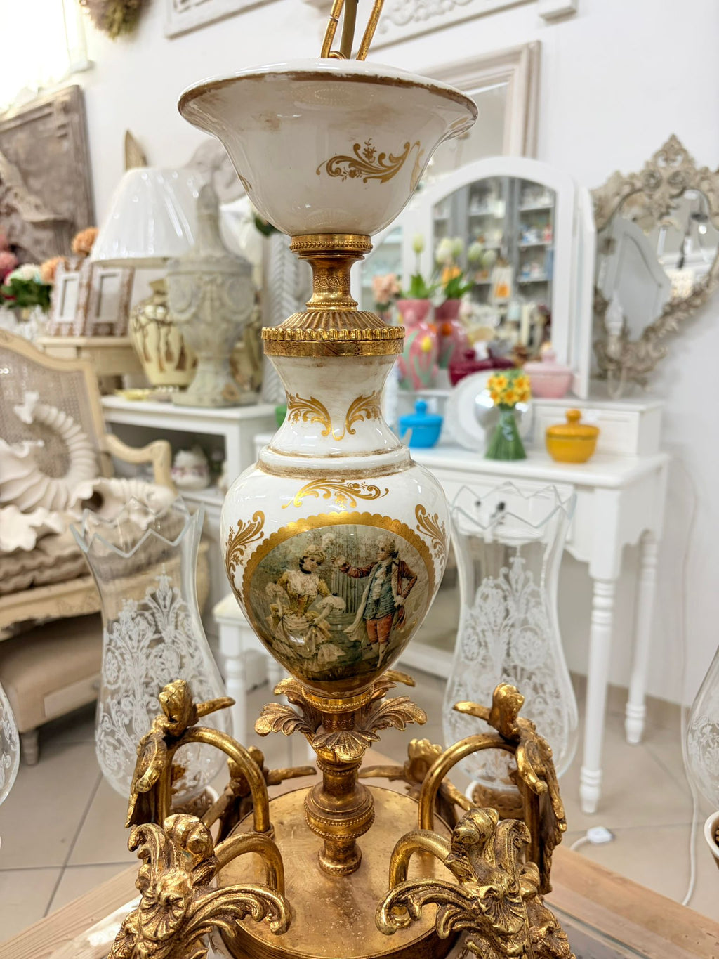 Lampadario in Ceramica Dipinta a Mano - Fiorentino Keramos