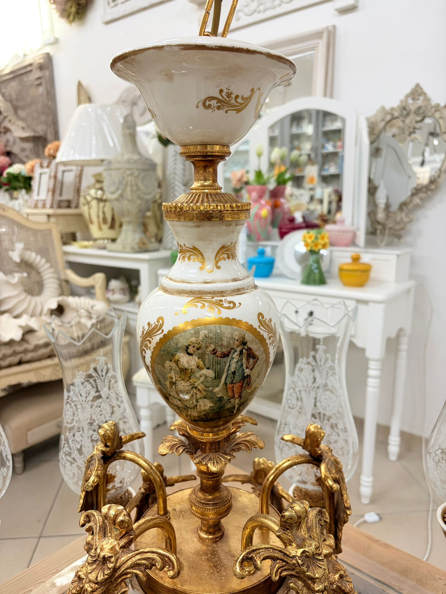 Lampadario in Ceramica Dipinta a Mano - Fiorentino Keramos