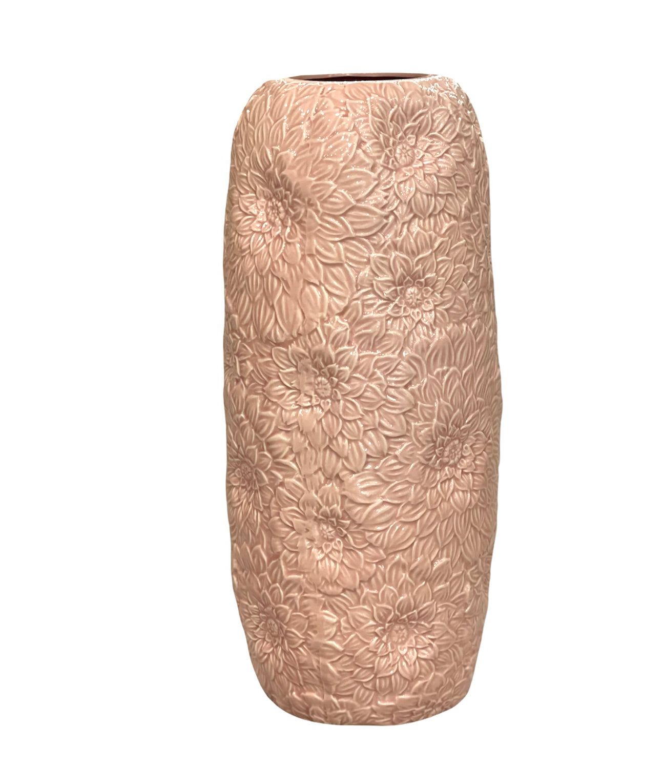 Vaso in Ceramica Rosa Antico con Decori Floreali 45 cm - L'Arte di Nacchi