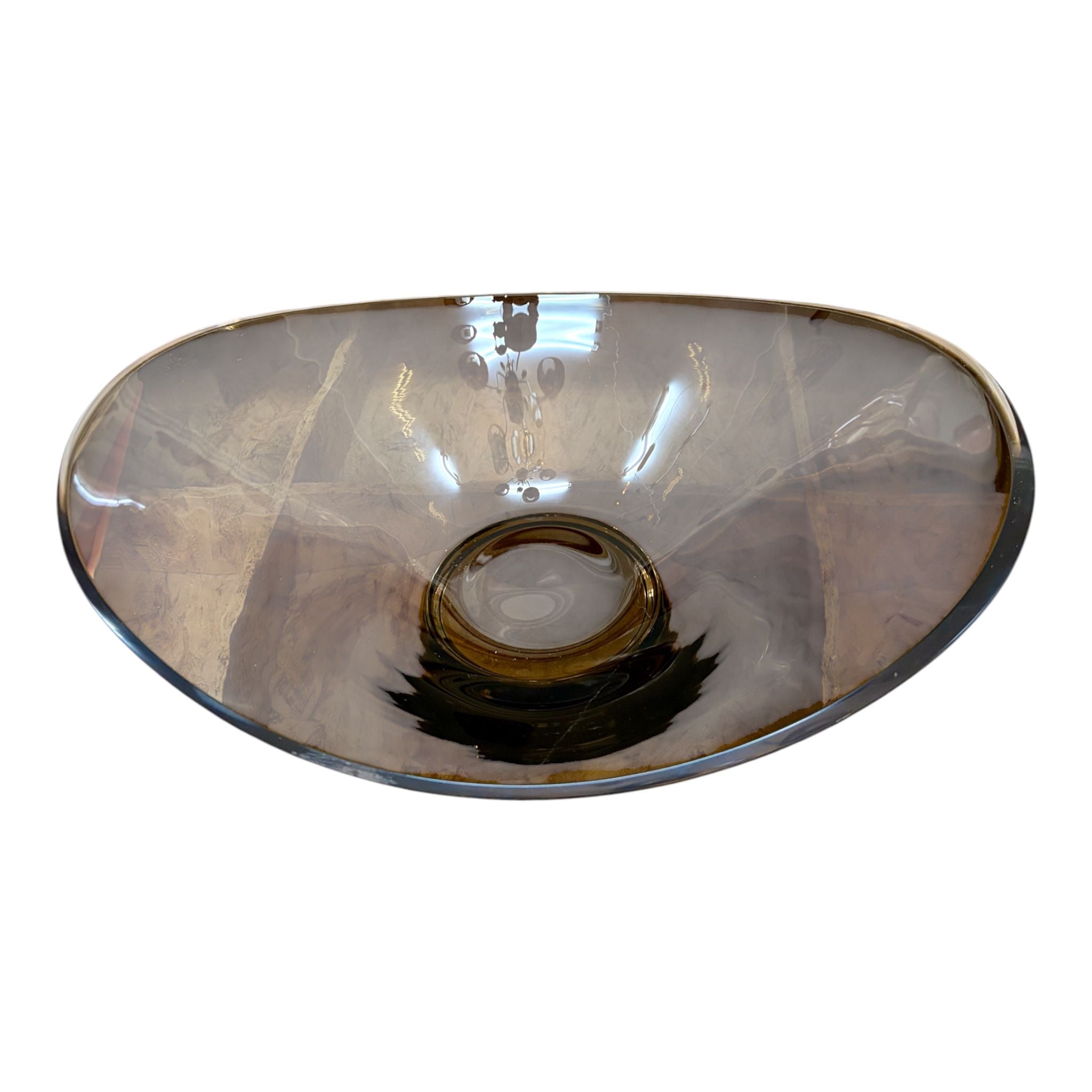Centrotavola Ovale in Vetro Fumè 38 cm - In Art