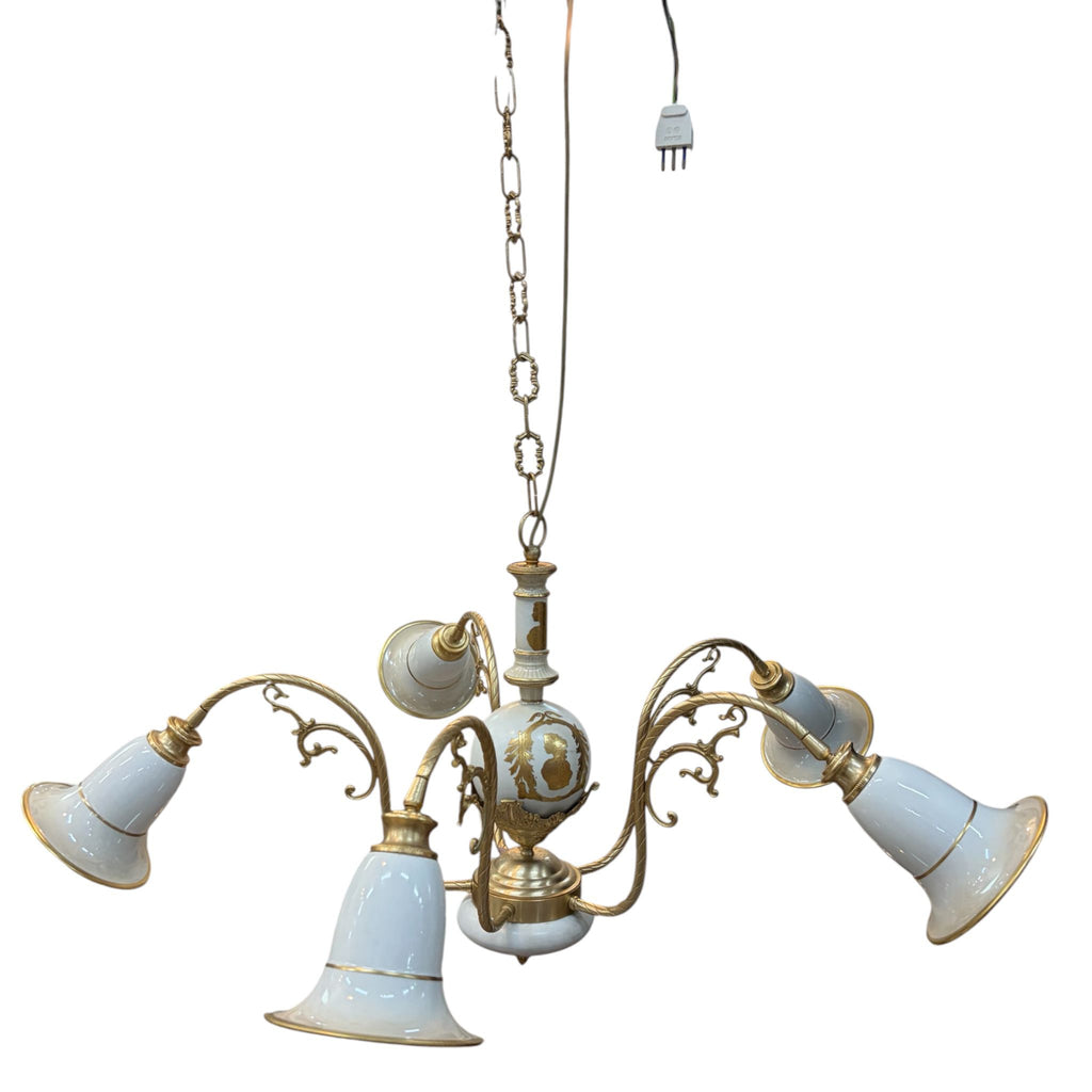 Lampadario  in Ceramica e Ottone 70x70 cm - Longo