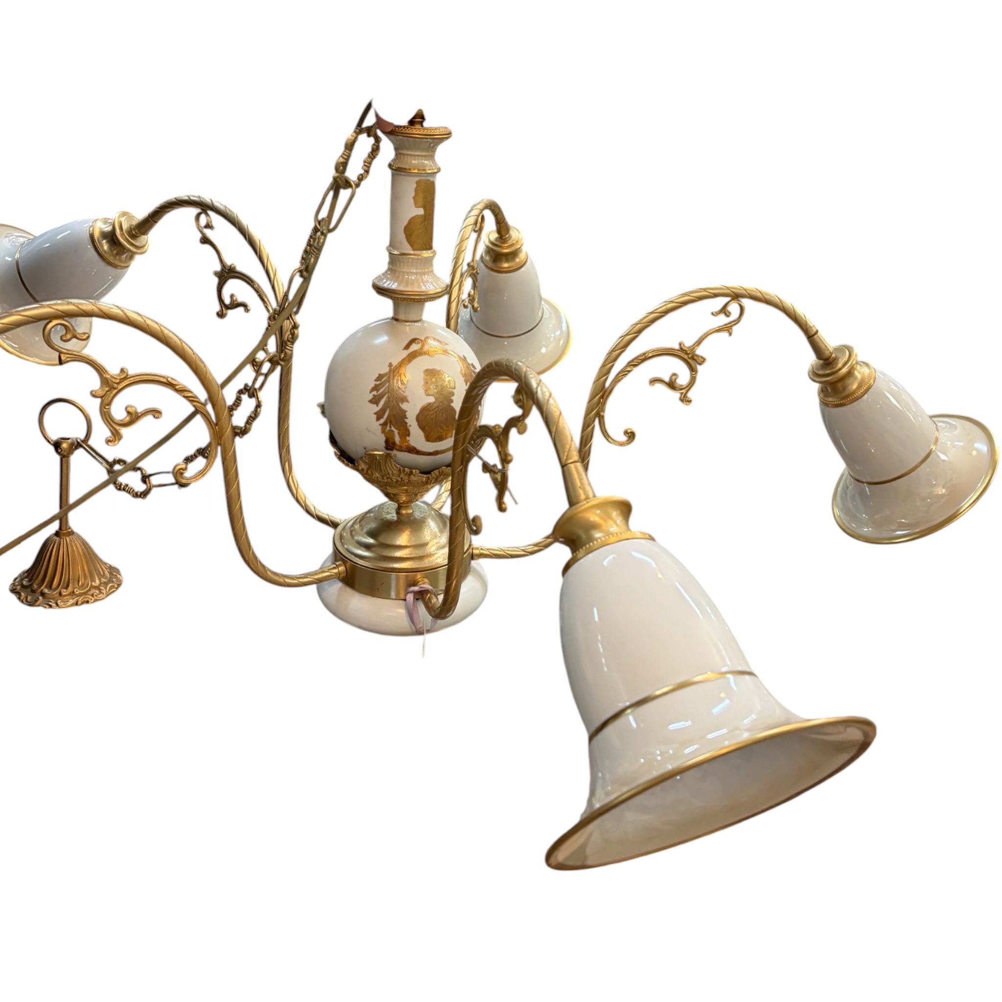 Lampadario  in Ceramica e Ottone 70x70 cm - Longo