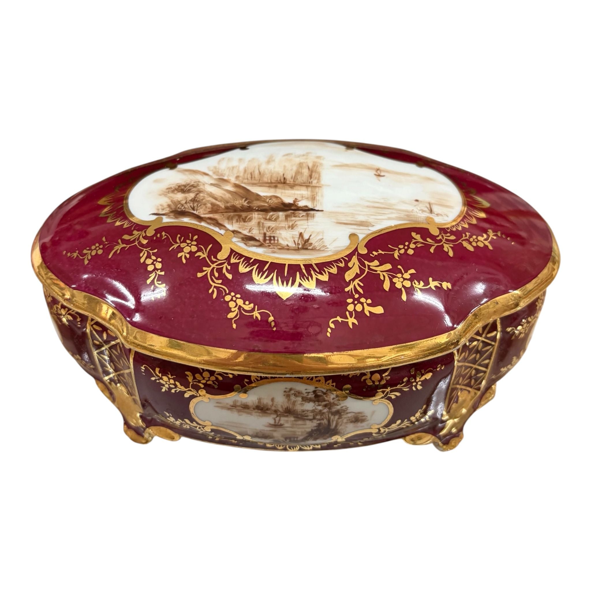 Scatola in Porcellana Bordeaux 18x13 cm - Artigianale