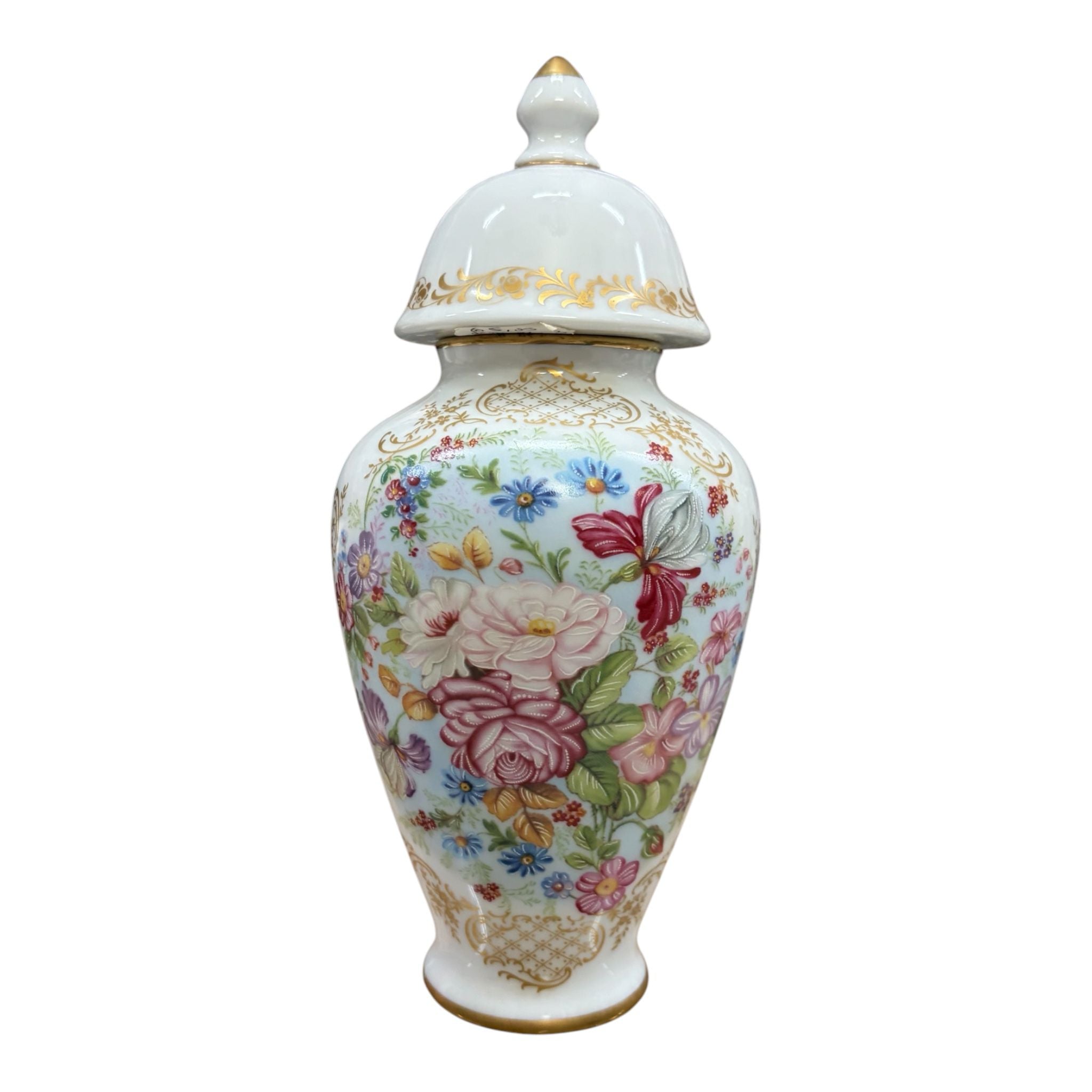 Potiche in Porcellana con Decori Floreali 24 cm - Limoges