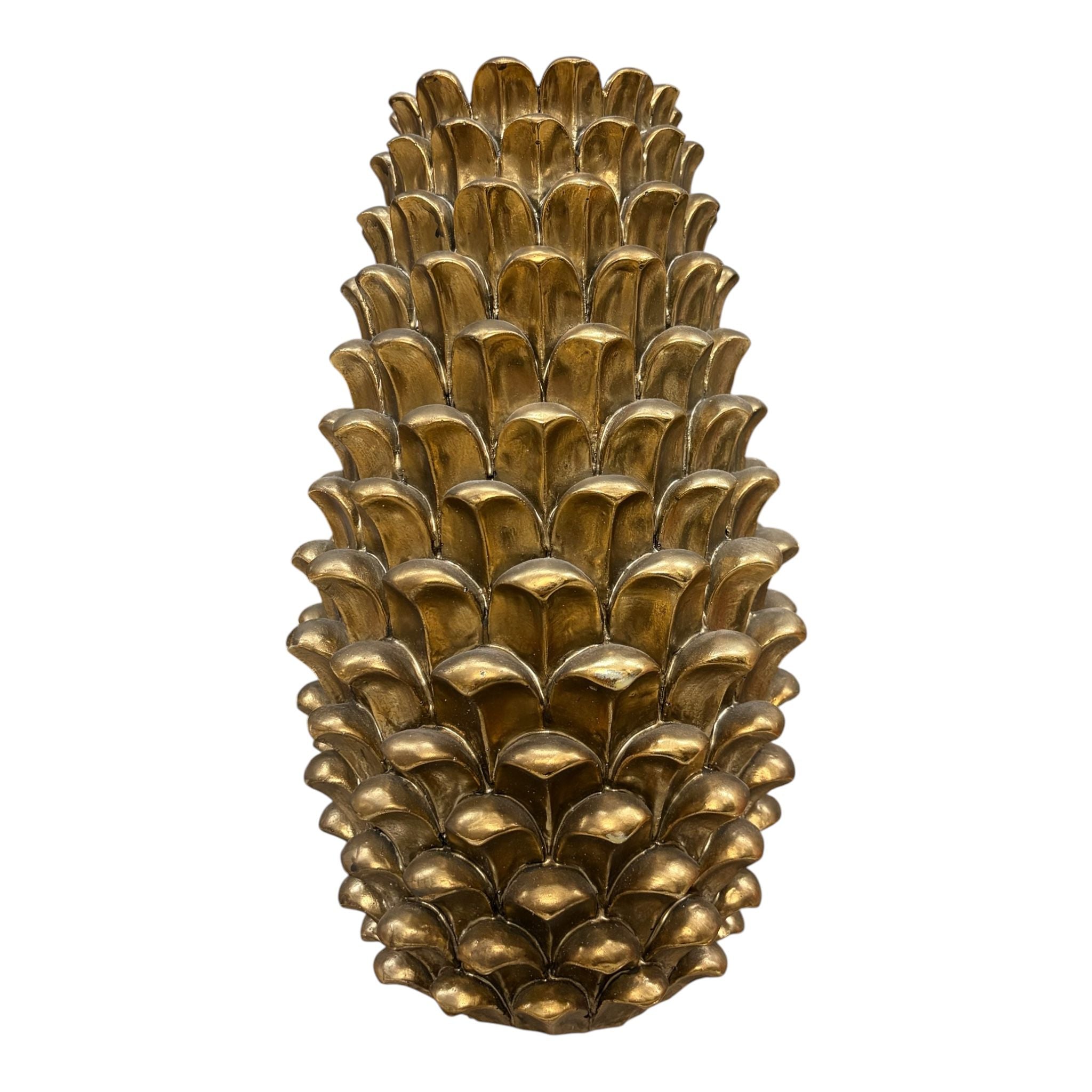 Vaso in Legno Oro con Design Pigna 40 cm - In Art