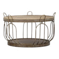 Tavolino Basso in Metallo Bronzo e Vimini 60x35 h cm - Mauro Ferretti