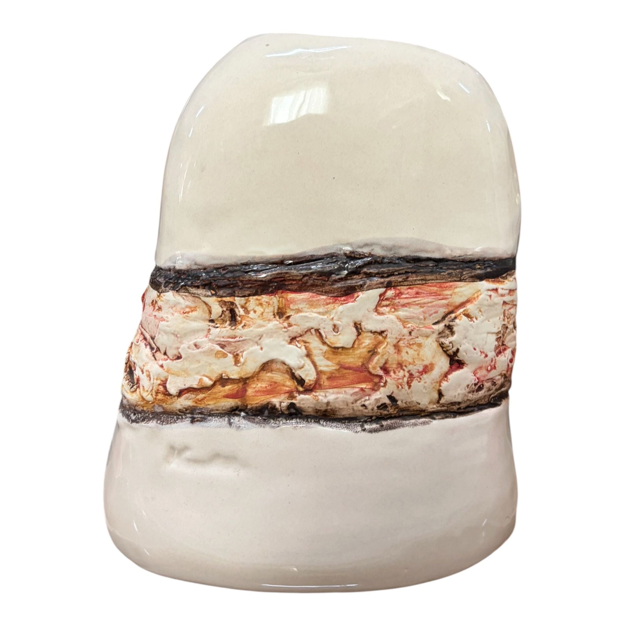 Vaso in Ceramica Avorio e Ambra 25 h cm - Verzolini
