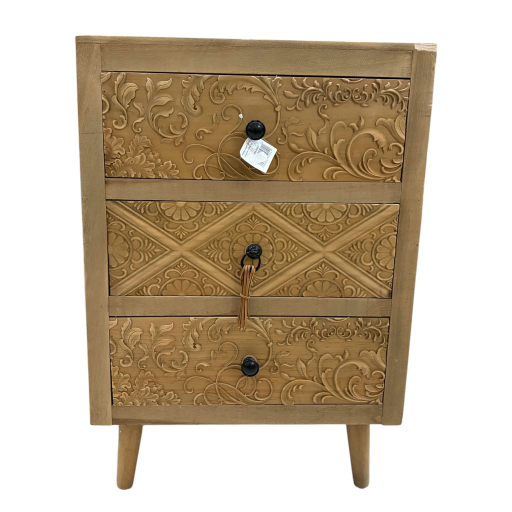 Comodino Etnico in Legno con Decori - In Art
