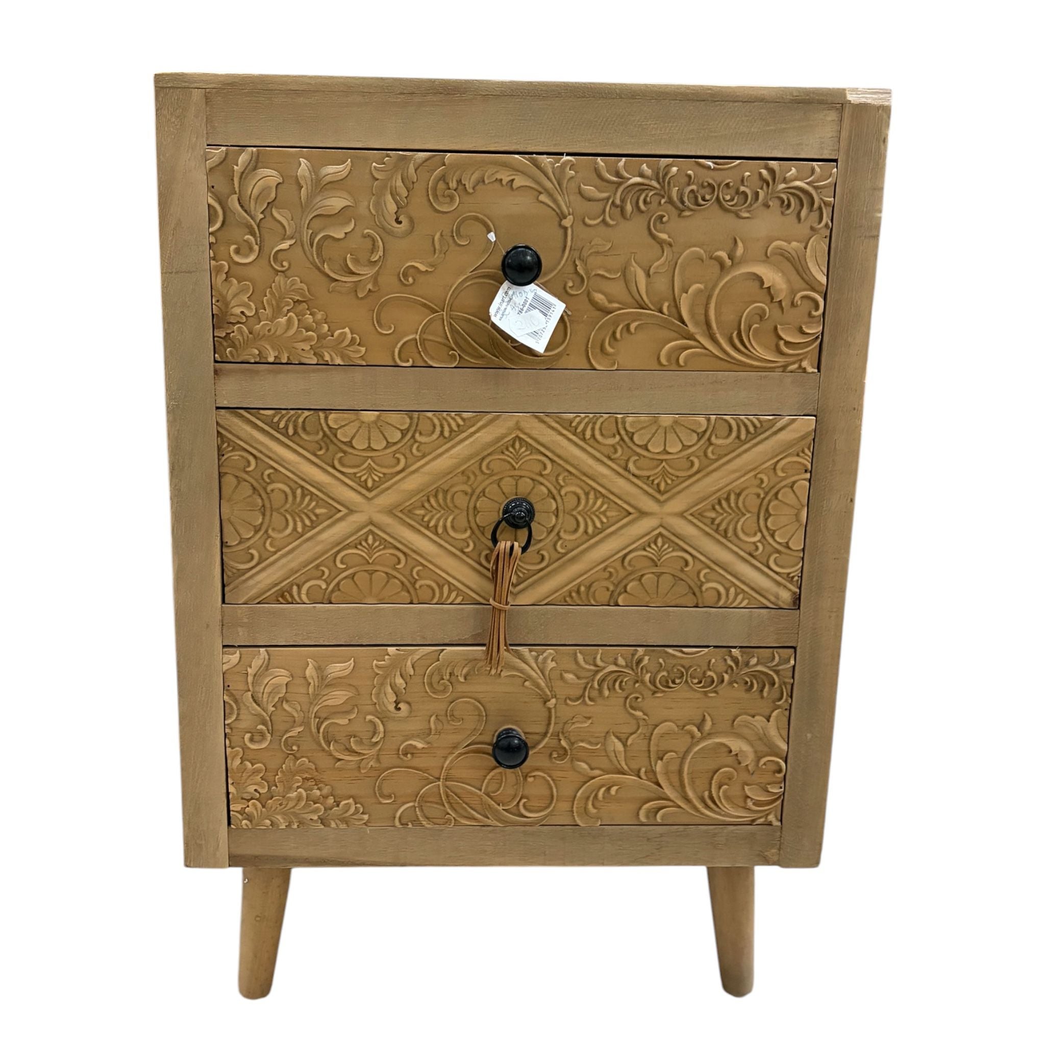 Comodino Etnico in Legno con Decori - In Art