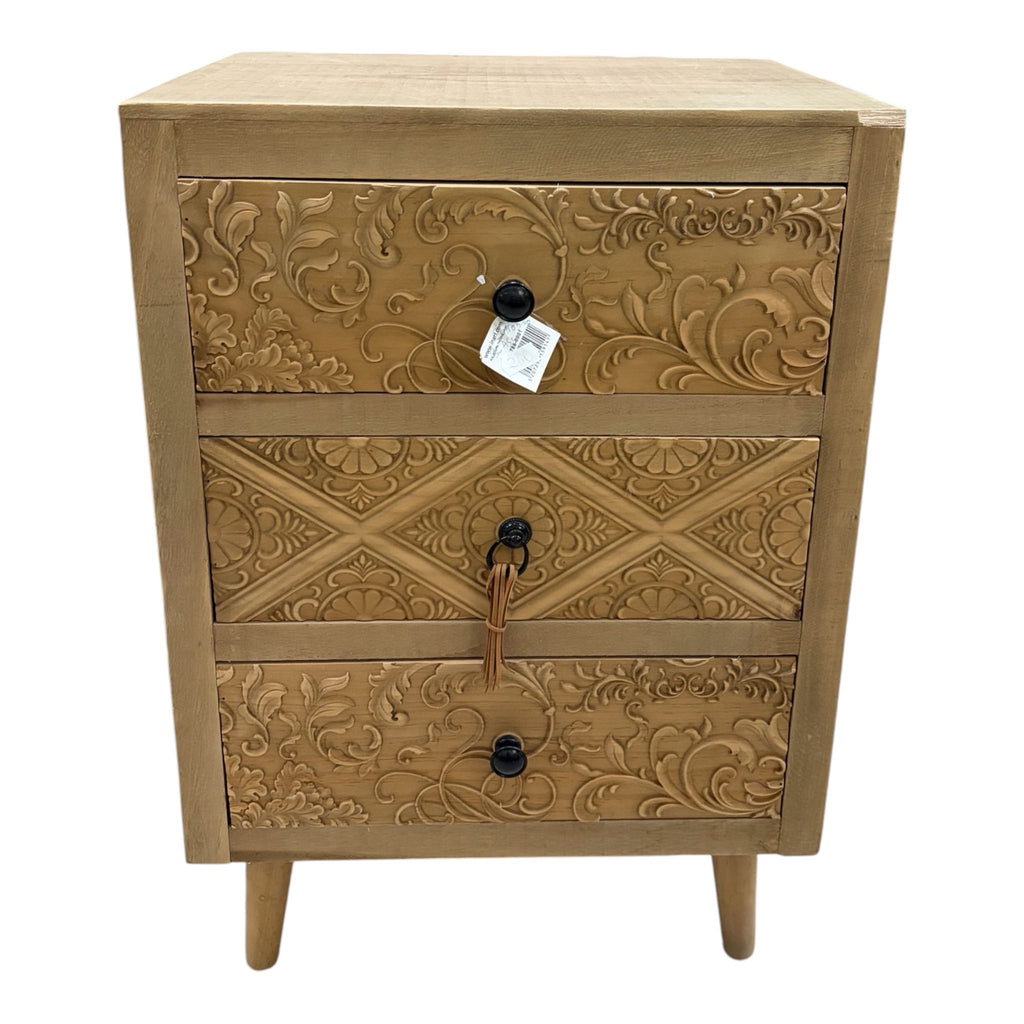 Comodino Etnico in Legno con Decori - In Art