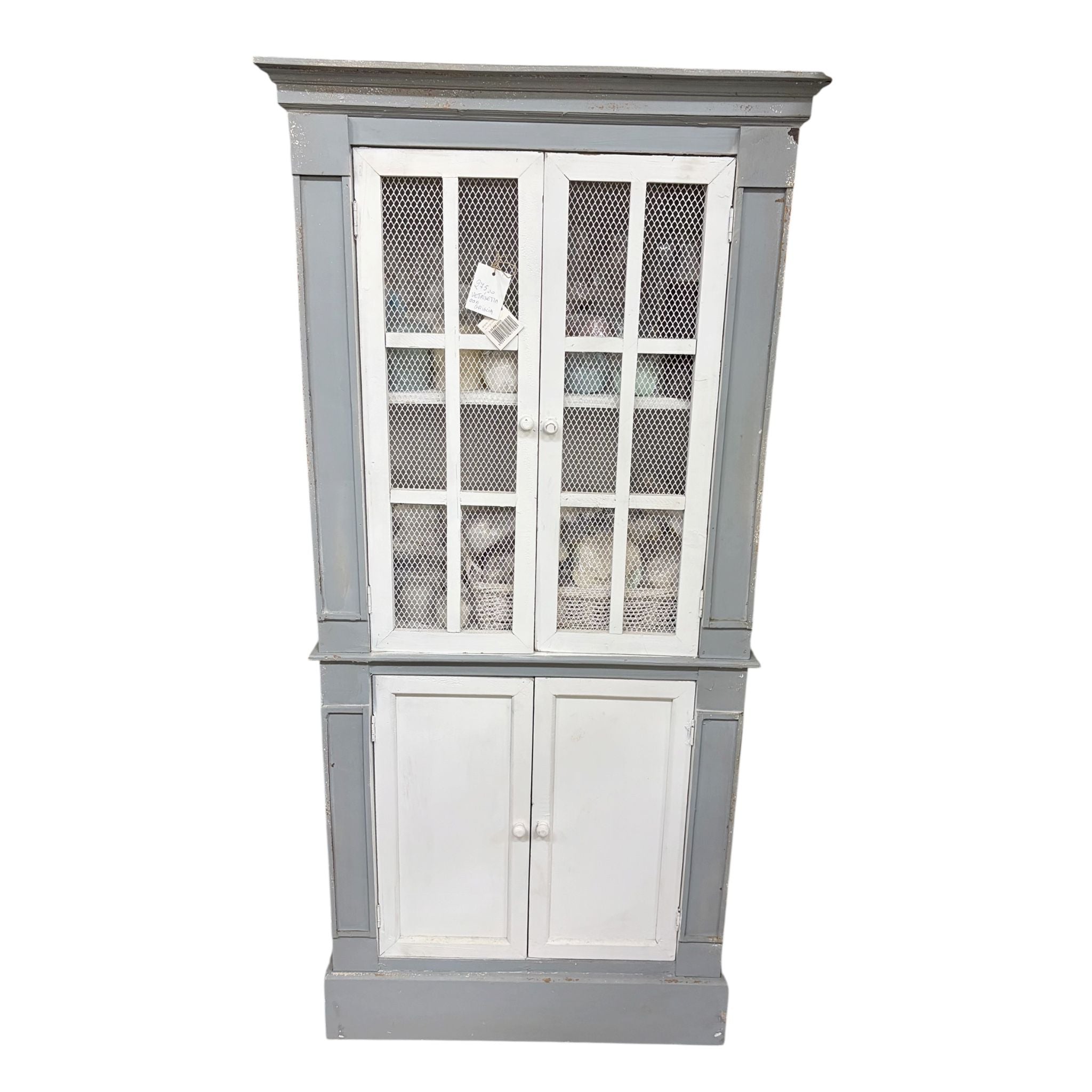 Credenza Shabby Chic in Legno Grigio e Bianco - In Art