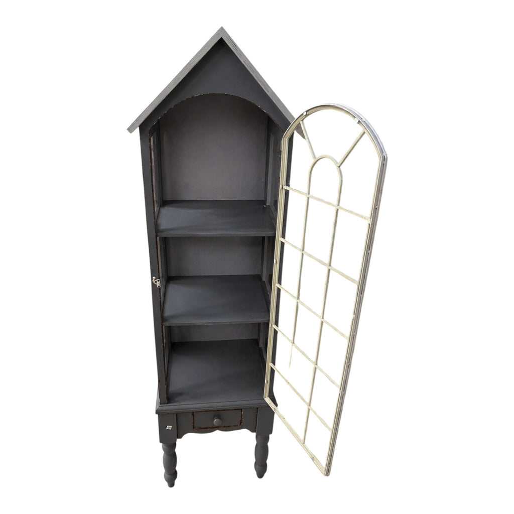Vetrinetta Shabby Chic in Legno Bianco e Grigio - Amadeus